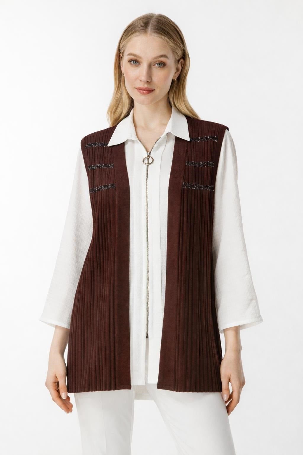 Mutlu Ertan Kadın Sim Detaylı Triko Yelek Vino 20191