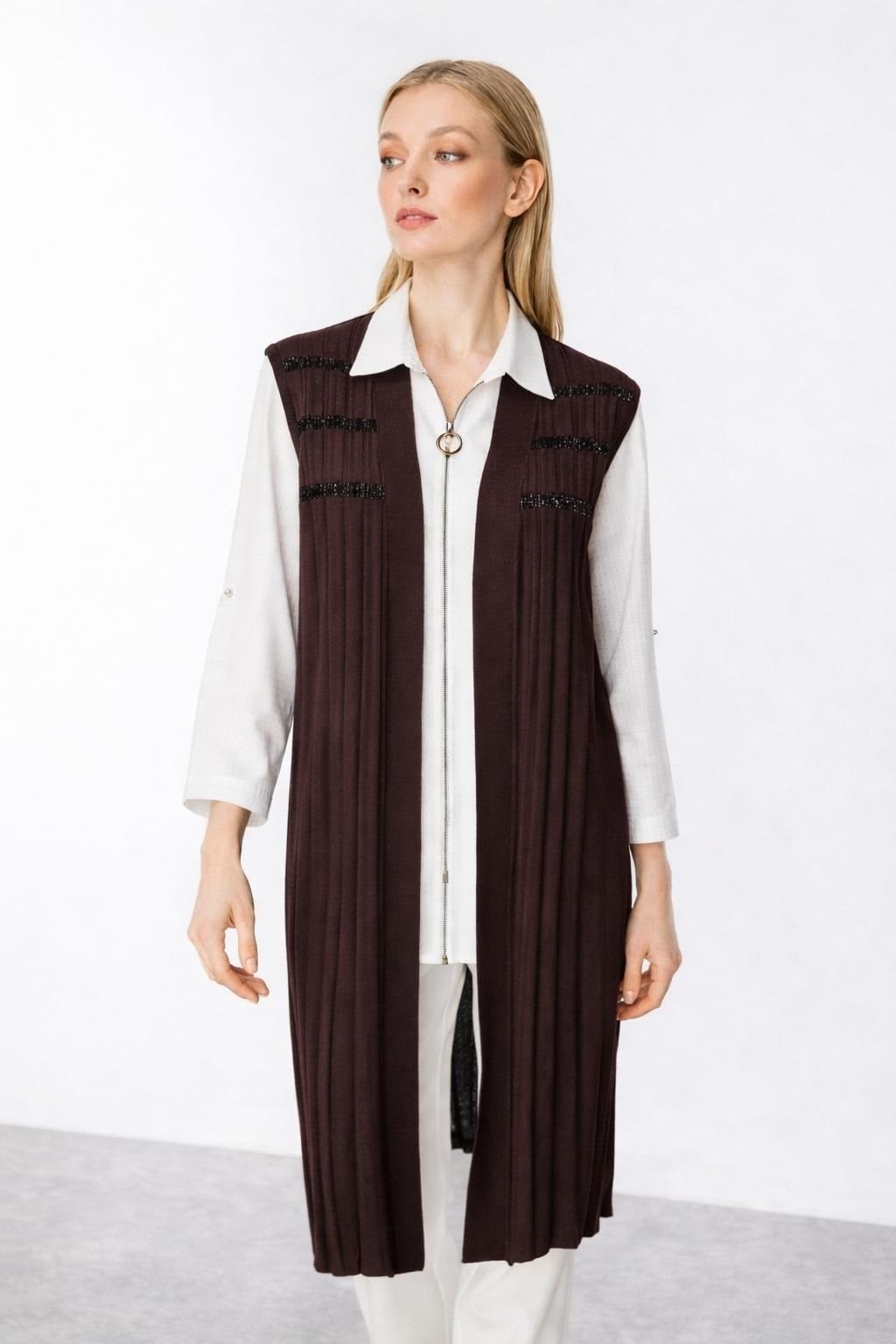 Mutlu Ertan Kadın Simli  Fitilli Yelek Vino 20121