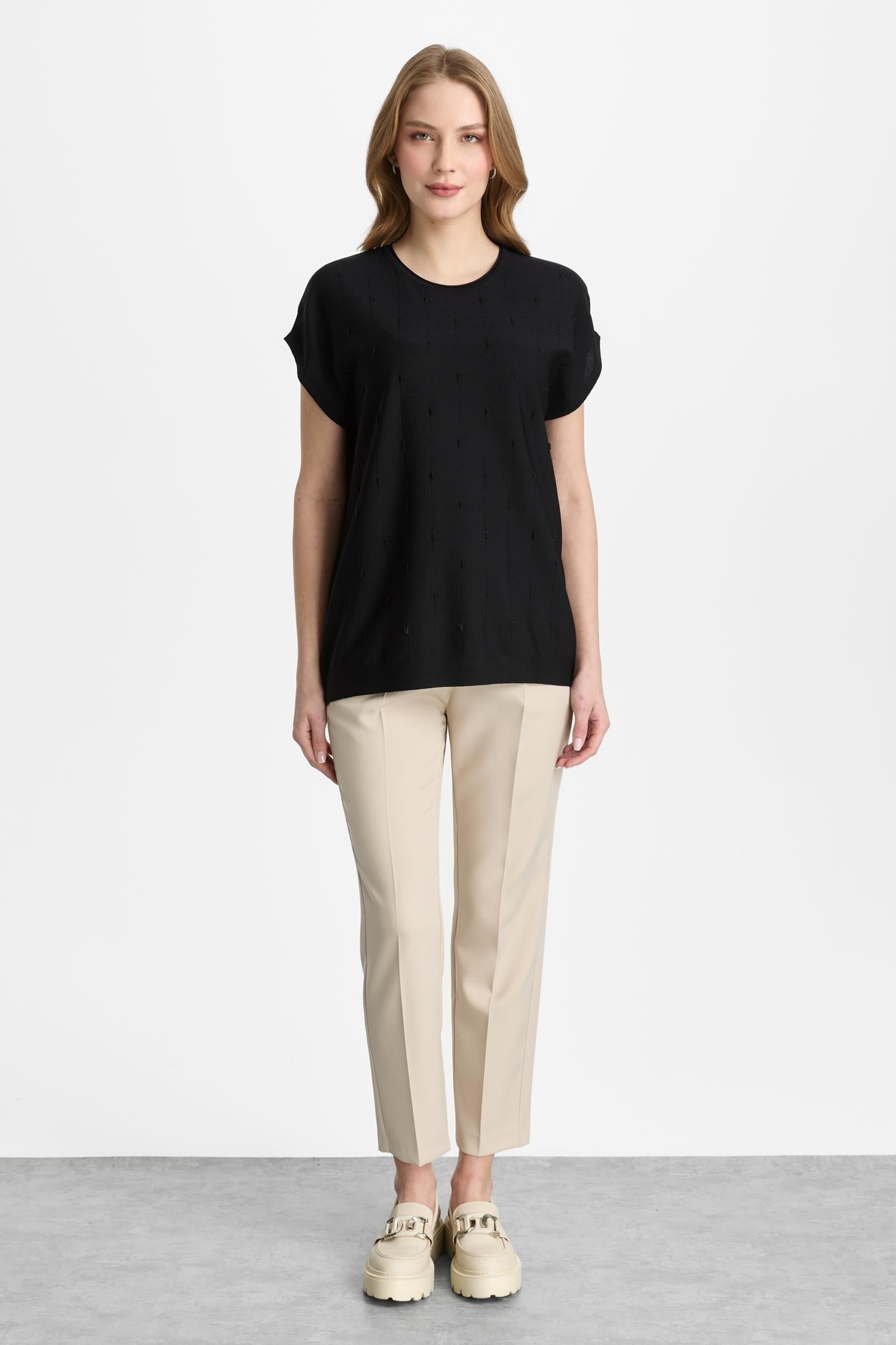 Mutlu Ertan Kadın Simli Bluz Siyah 20326