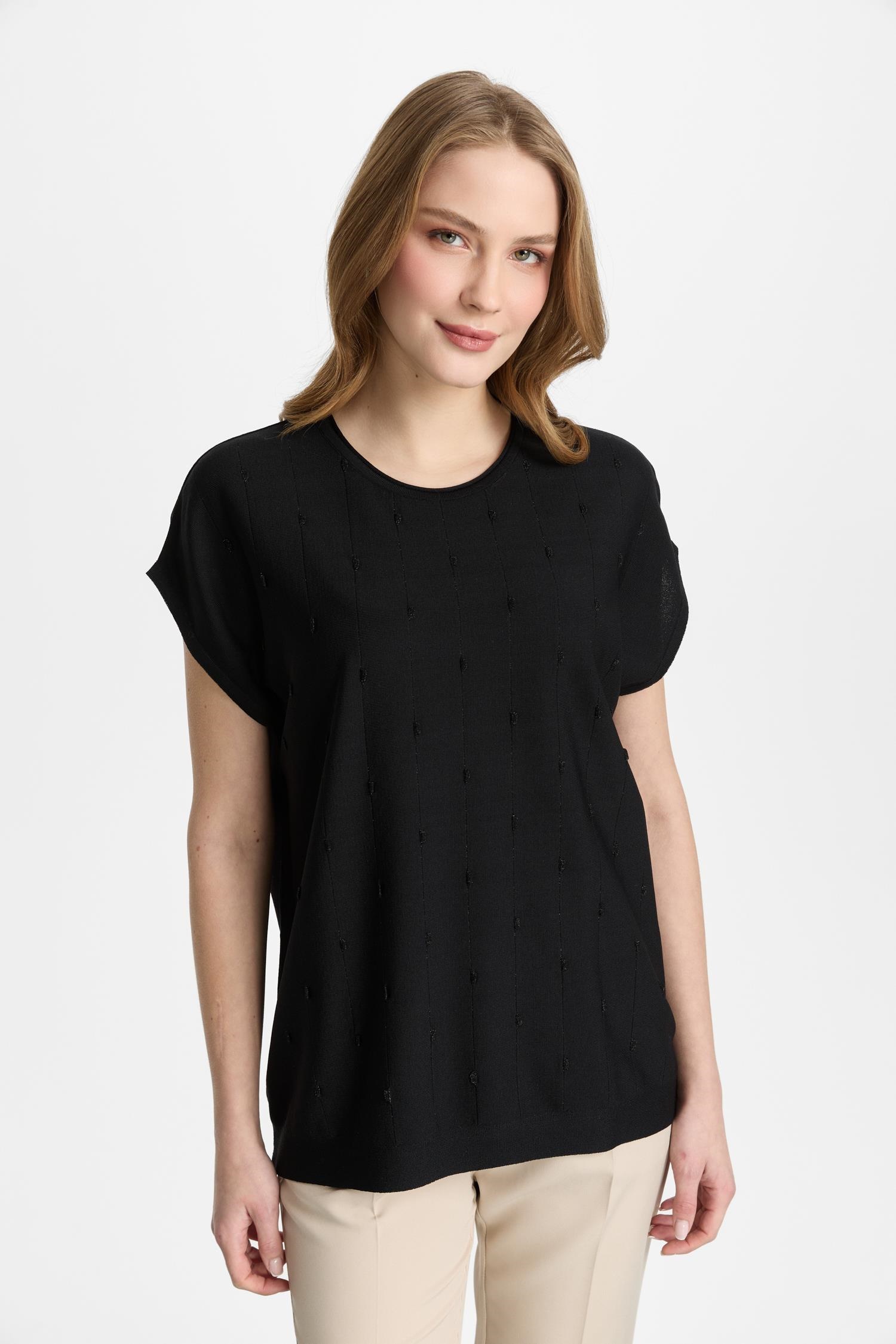 Mutlu Ertan Kadın Simli Bluz Siyah 20326