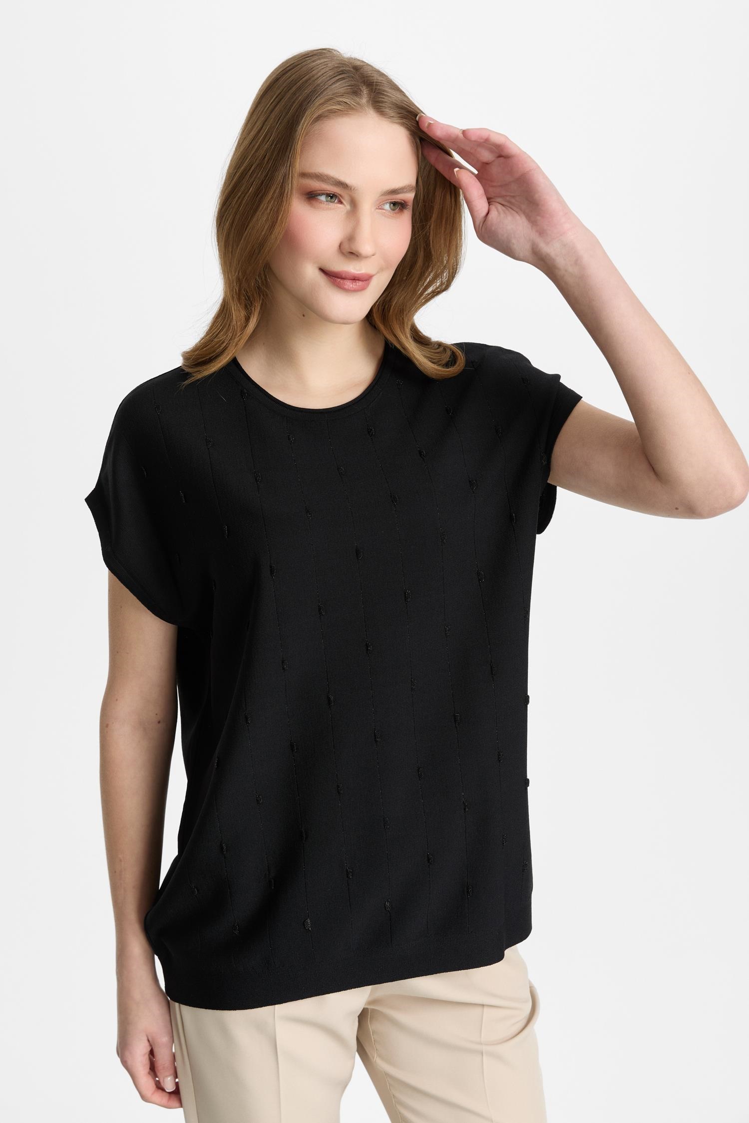 Mutlu Ertan Kadın Simli Bluz Siyah 20326