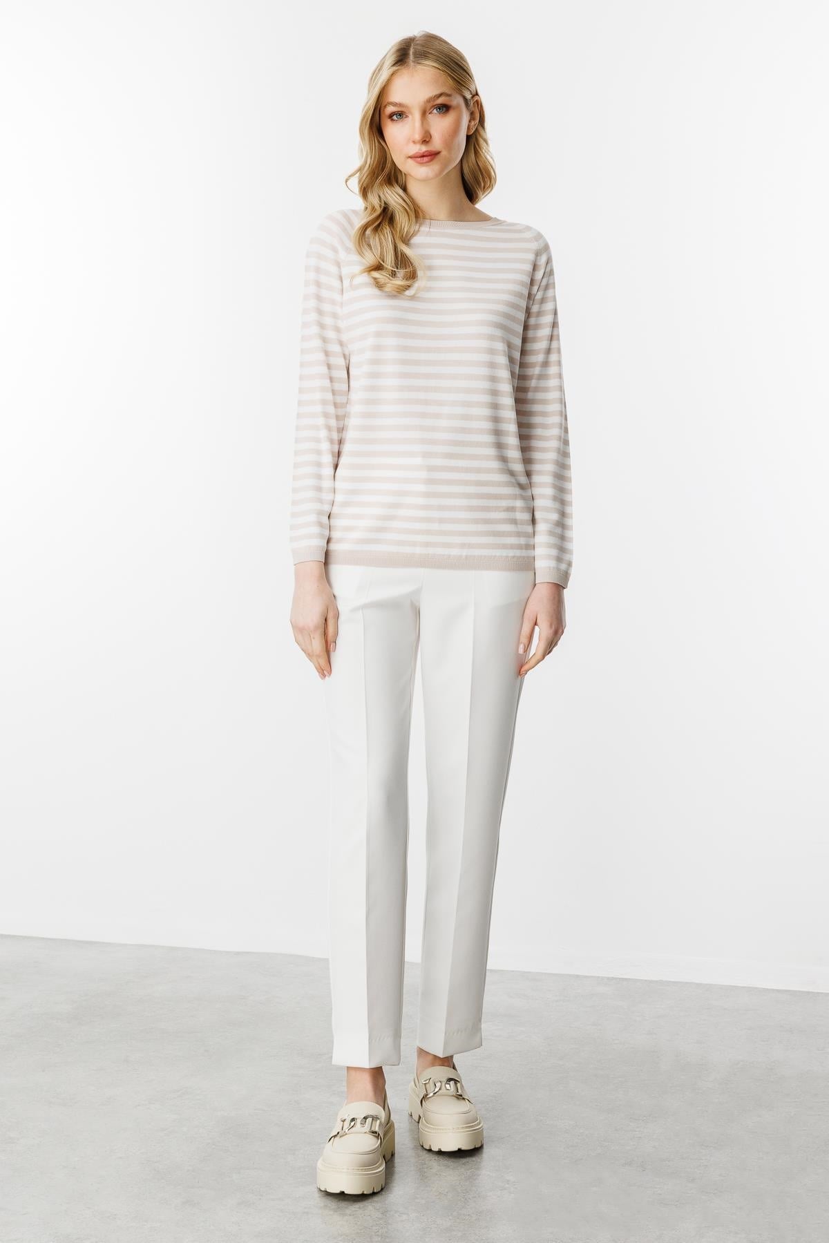 Mutlu Ertan Kadın Triko Bluz Bej - Ekru 20177