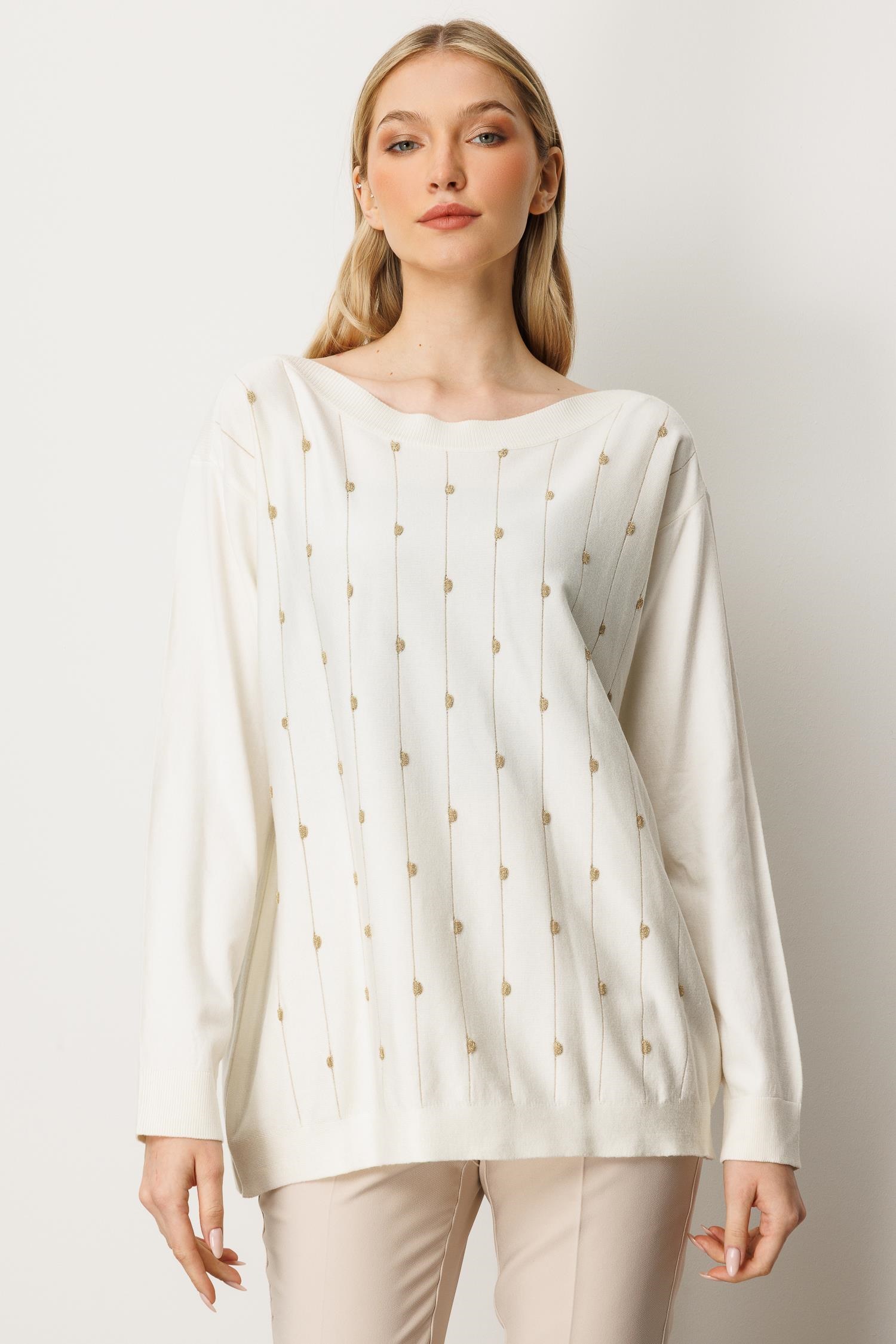 Mutlu Ertan Kadın Triko Bluz Ekru 20189