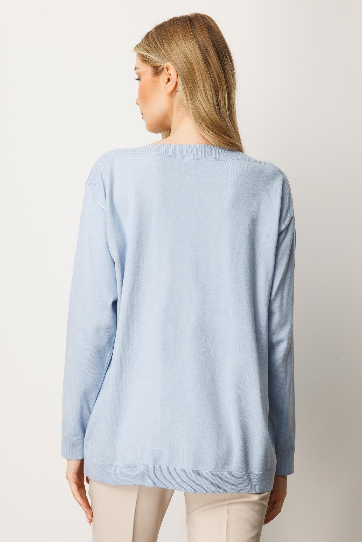 Mutlu Ertan Kadın Triko Bluz Mavi 20189