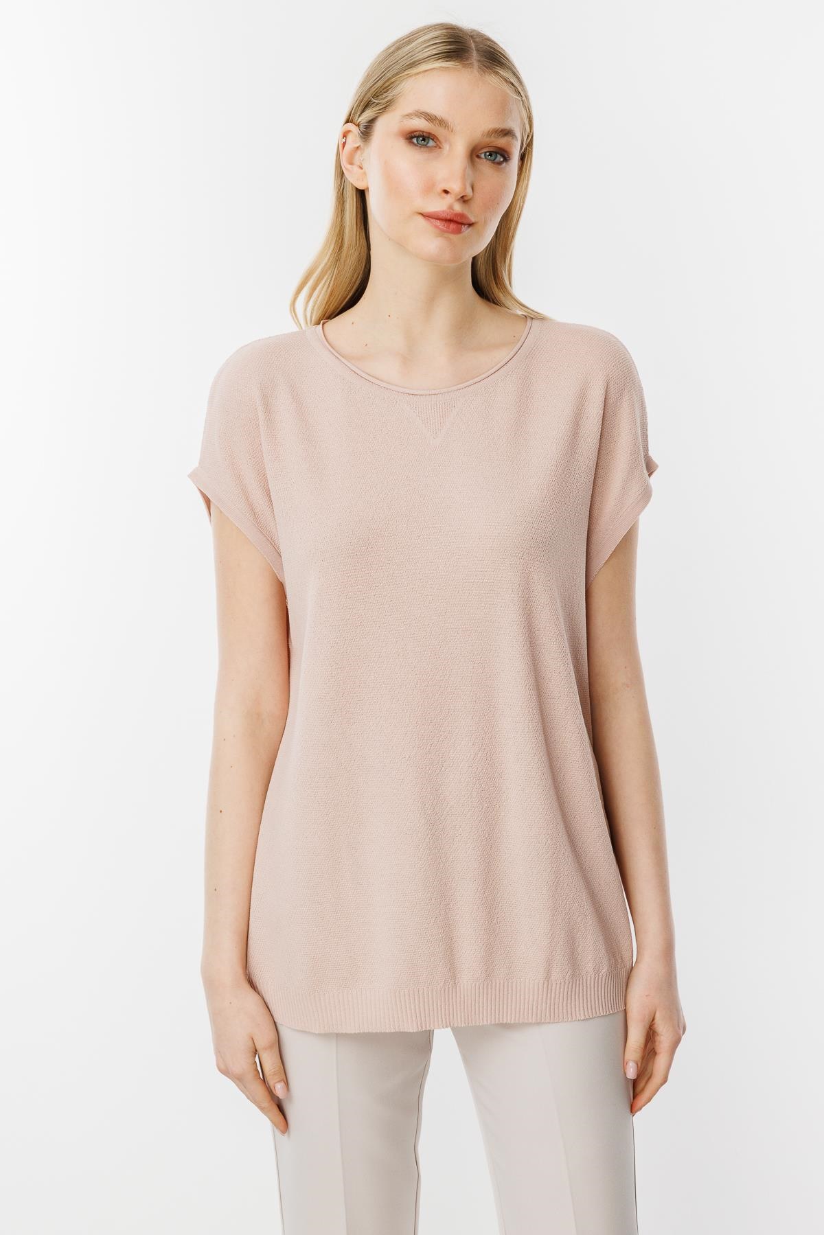 Mutlu Ertan Kadın Triko Kolsuz İnce Bluz Pudra 20098