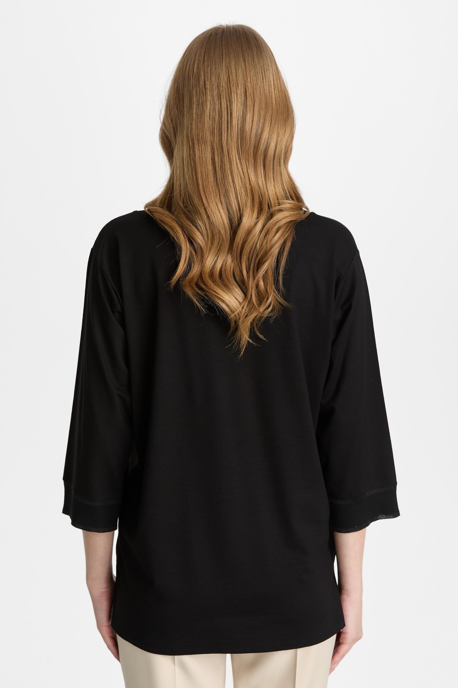 Mutlu Ertan Kadın V Yaka Ribanalı Bluz Siyah -Siyah 30456