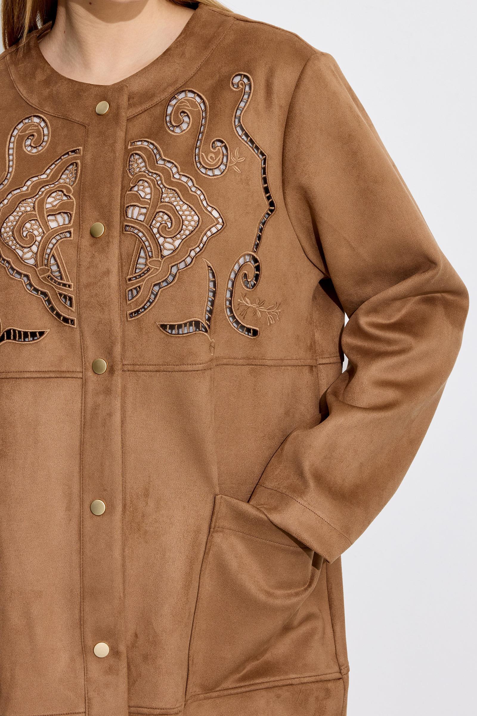 Nakış Detaylı Süet Kap CAMEL