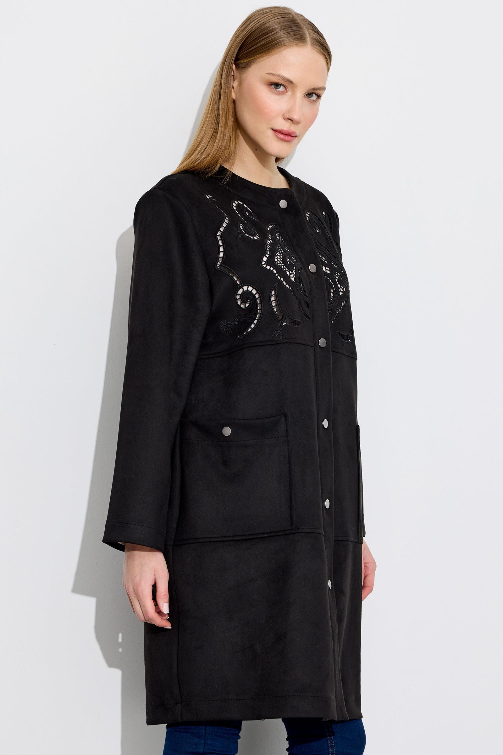 Nakış Detaylı Süet Kap SİYAH