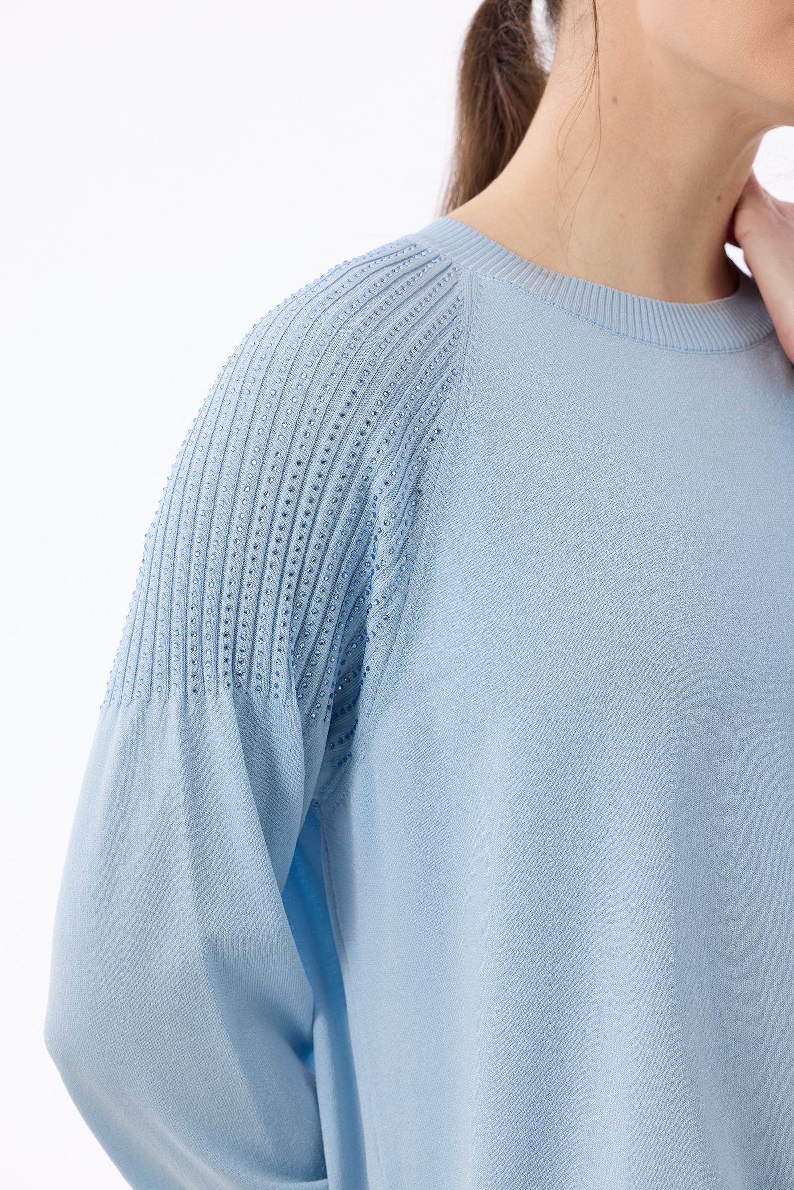Omuzlar Taş Baskılı Rayon Tunik MAVİ