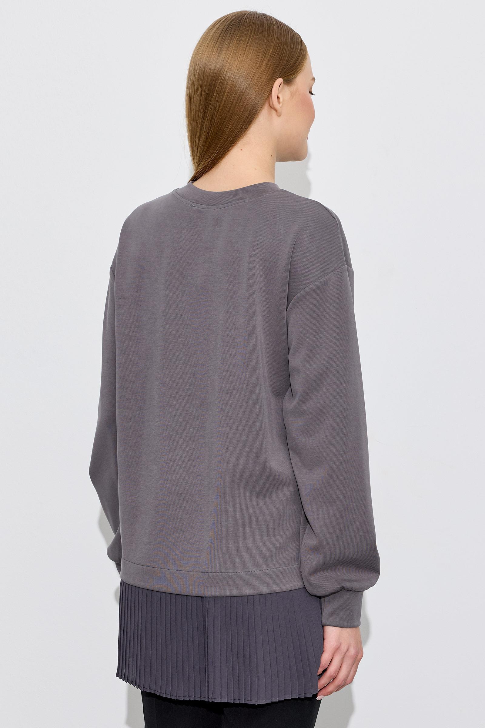 Plise Detaylı Aksesuarlı Tunik ANTRASİT