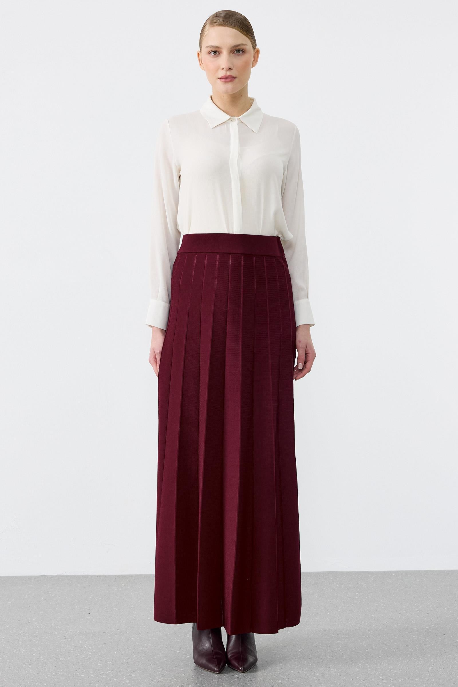 Pliseli Rayon Etek BORDO