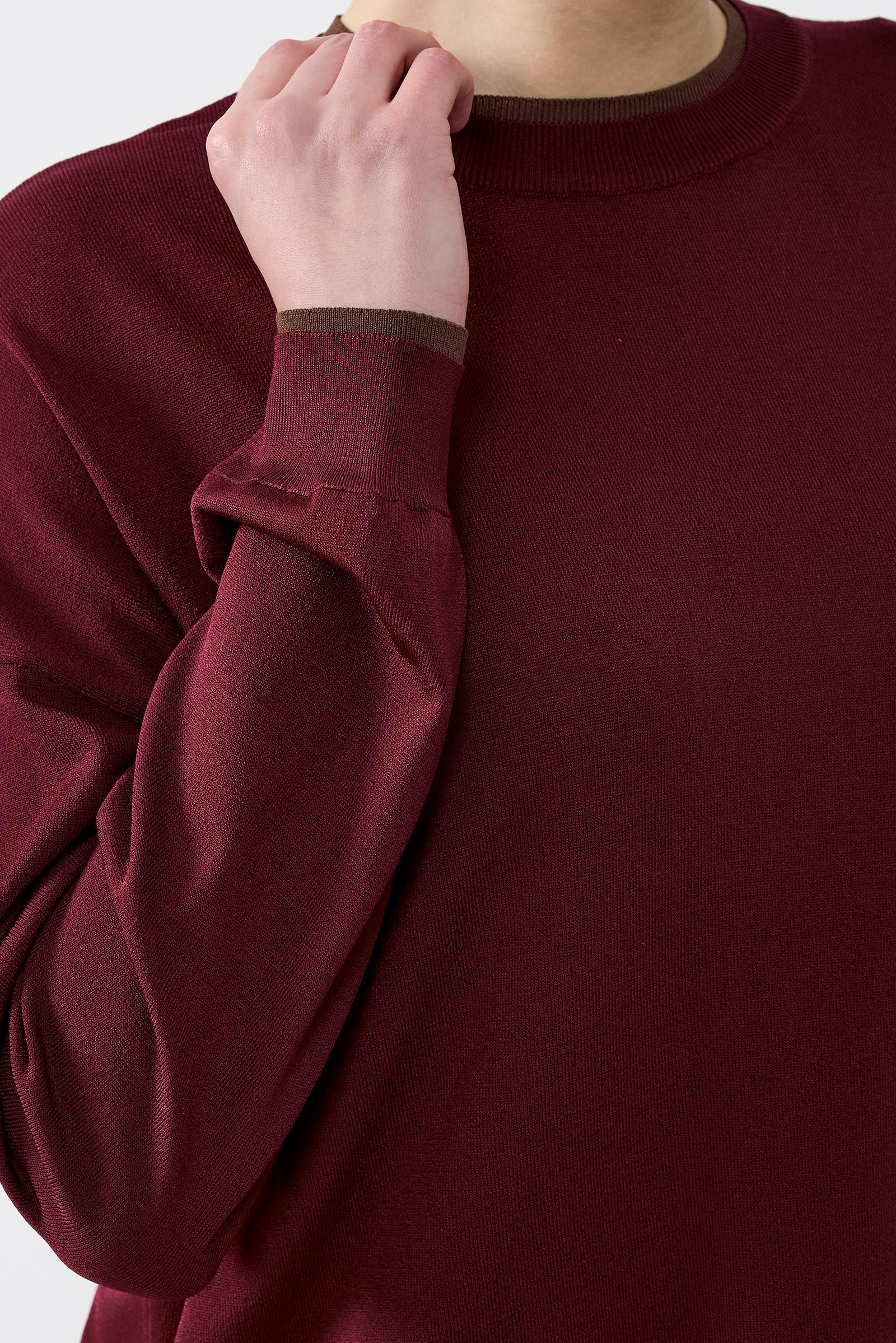 Renk Bloklu Etekli Bluz Rayon Takım BORDO