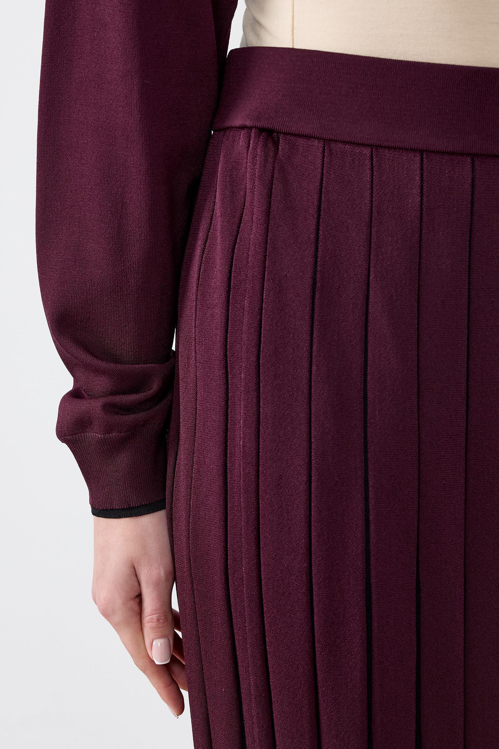 Renk Bloklu Etekli Bluz Rayon Takım MÜRDÜM