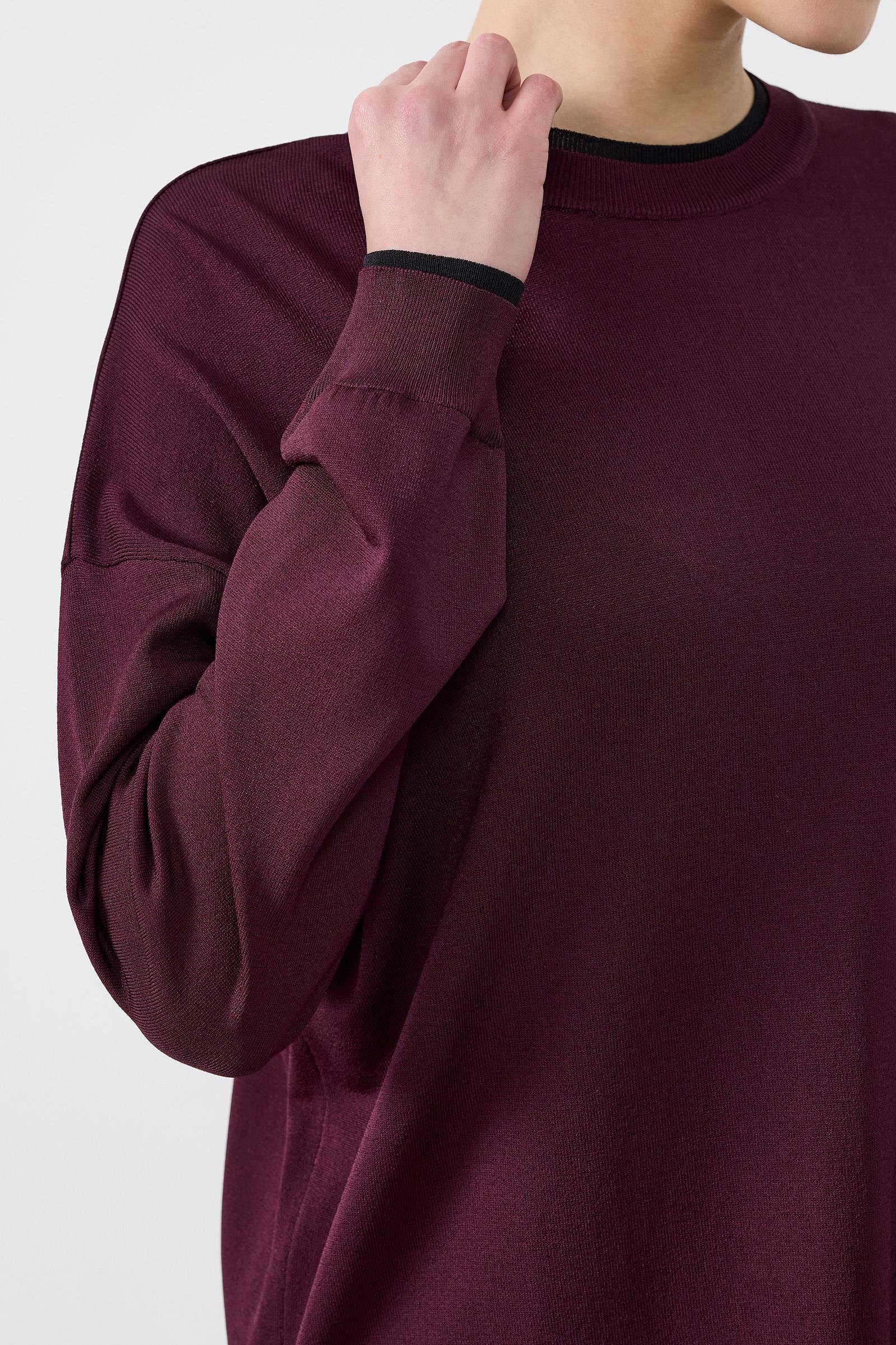 Renk Bloklu Etekli Bluz Rayon Takım MÜRDÜM
