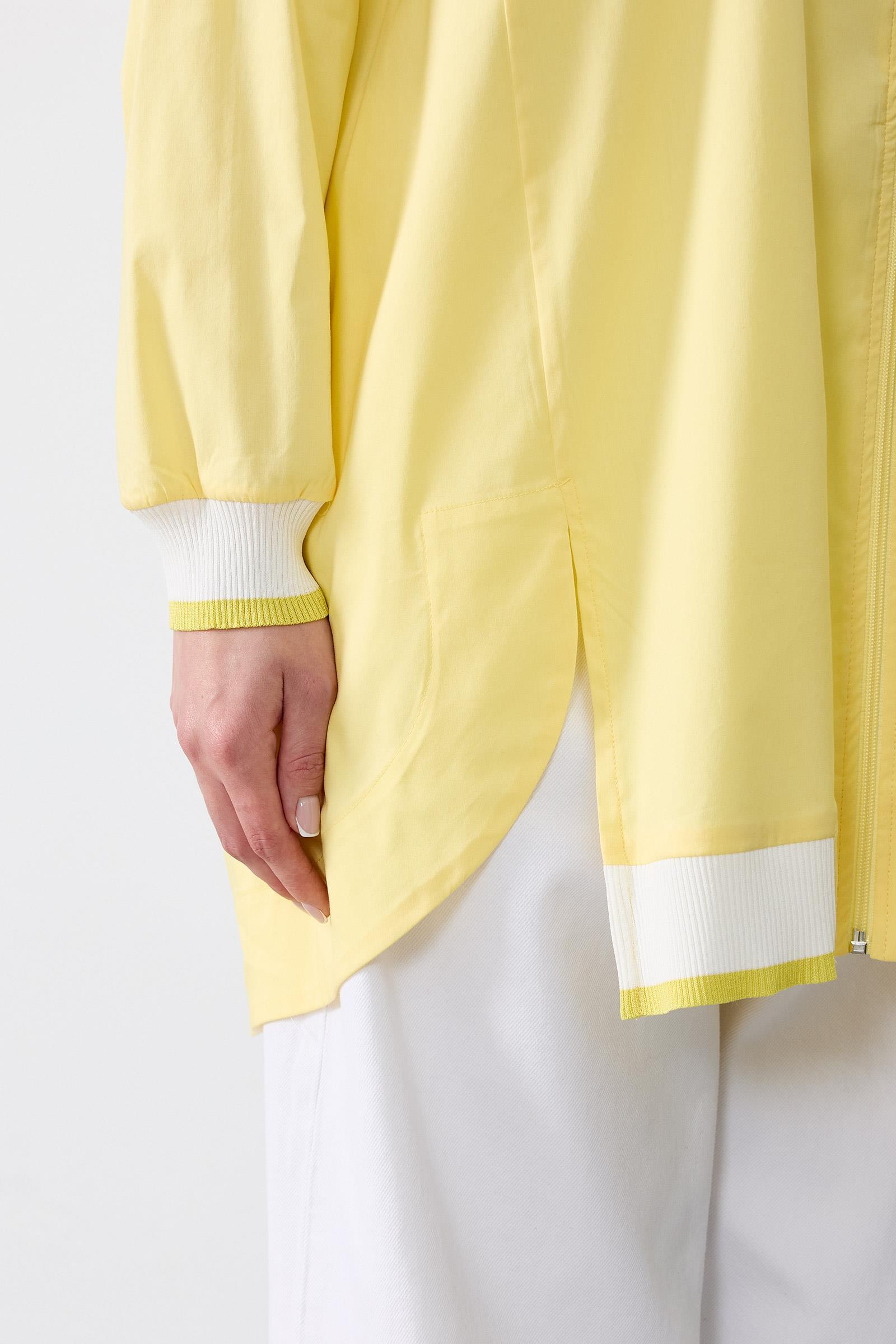 Ribanaları Çizgili Cebi Aksesuarlı Fermuarlı Gömlek SARI