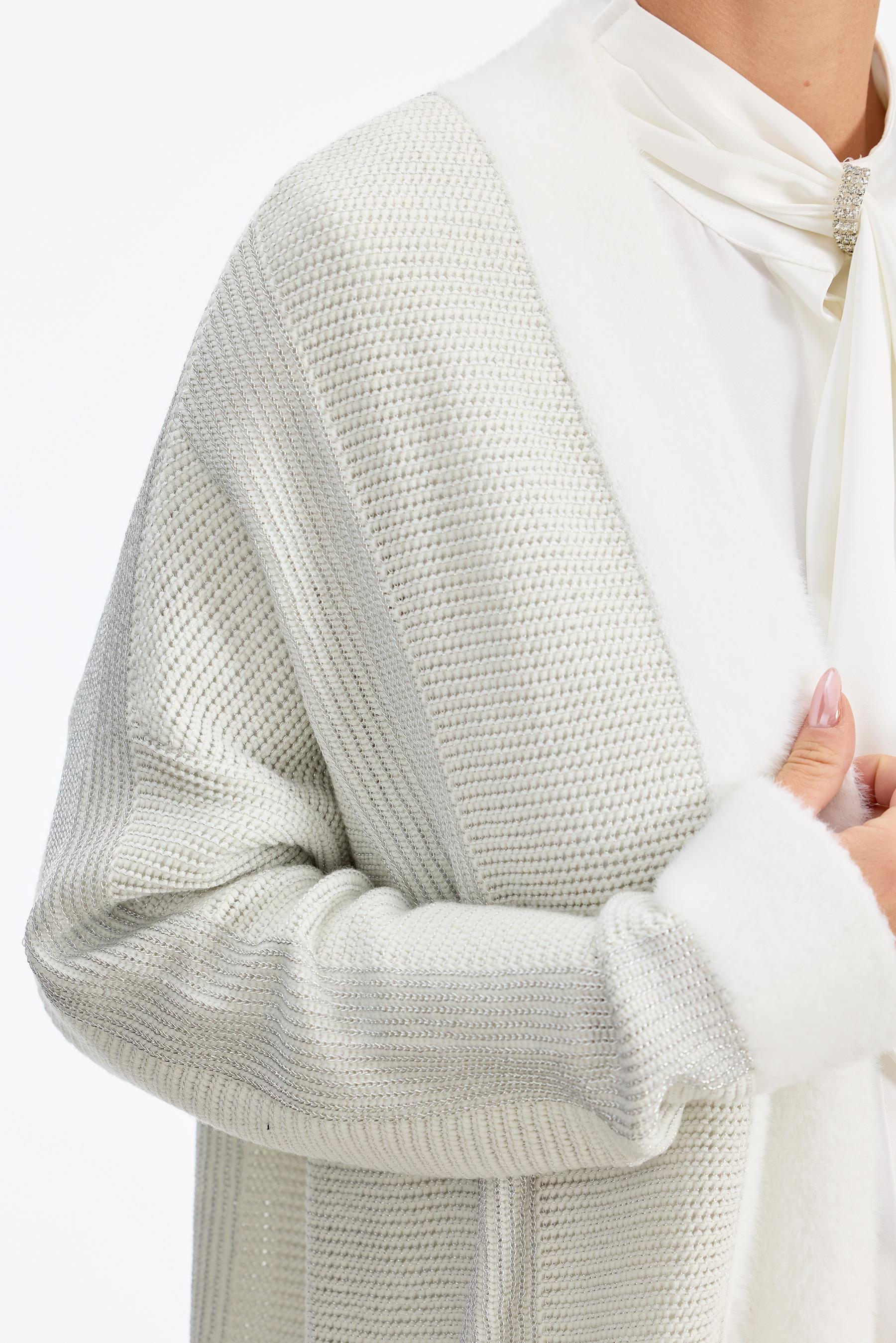 Sim ip Detaylı Triko Hırka EKRU-GÜMÜŞ