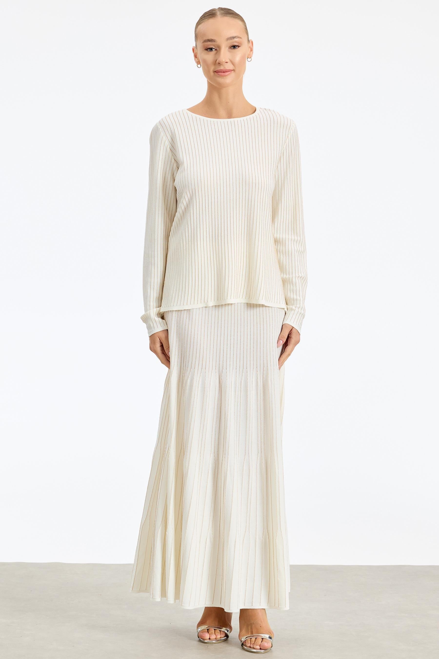 Simli Etekli Rayon Takım EKRU