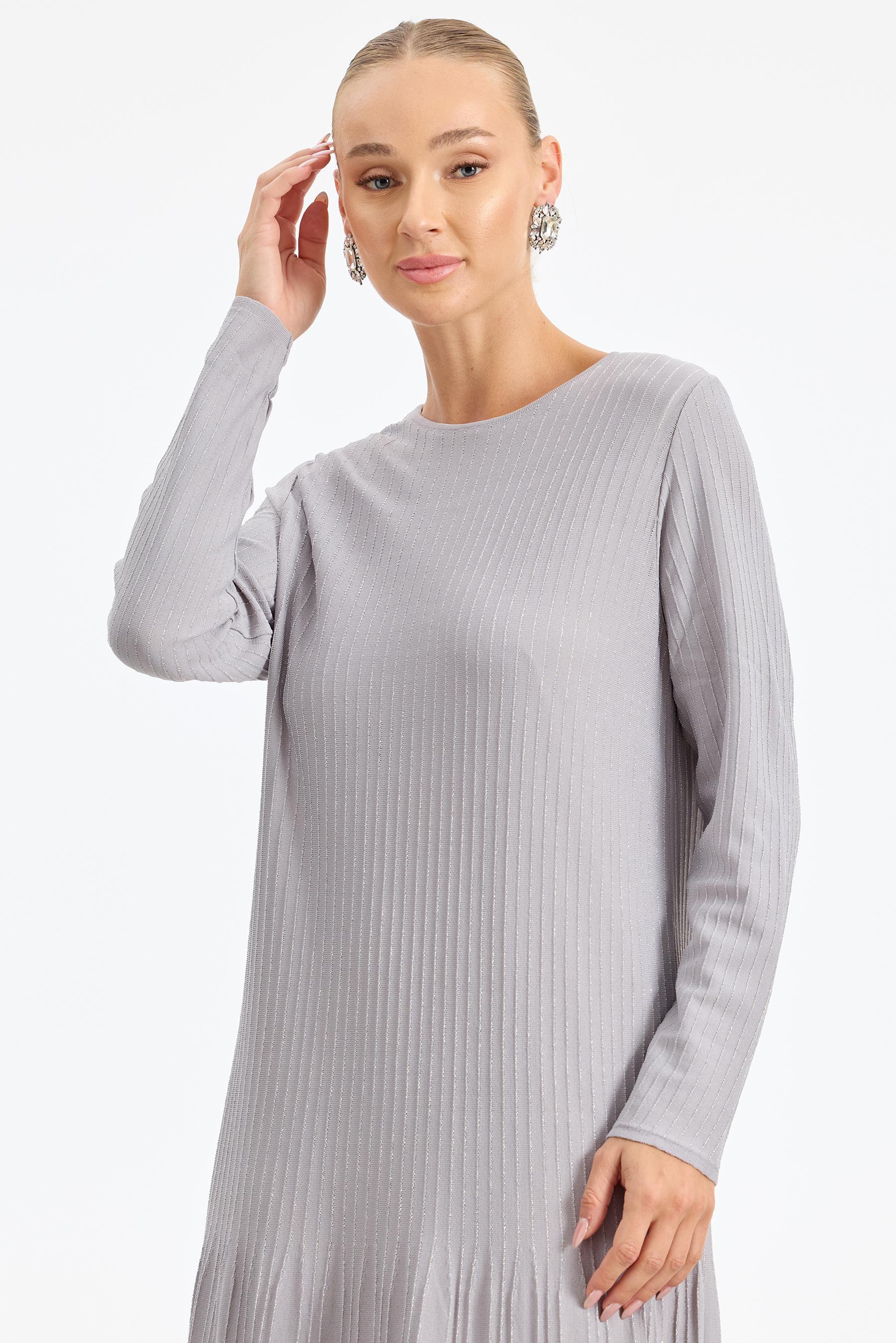 Simli Rayon Elbise GRİ