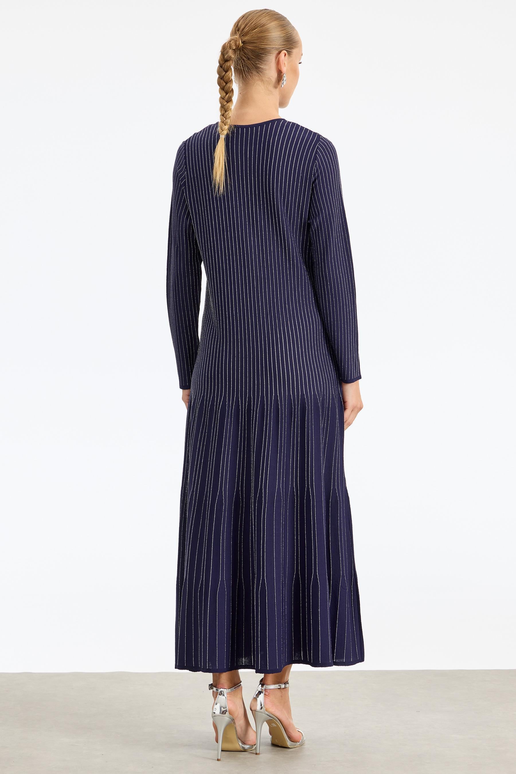 Simli Rayon Elbise NAVY