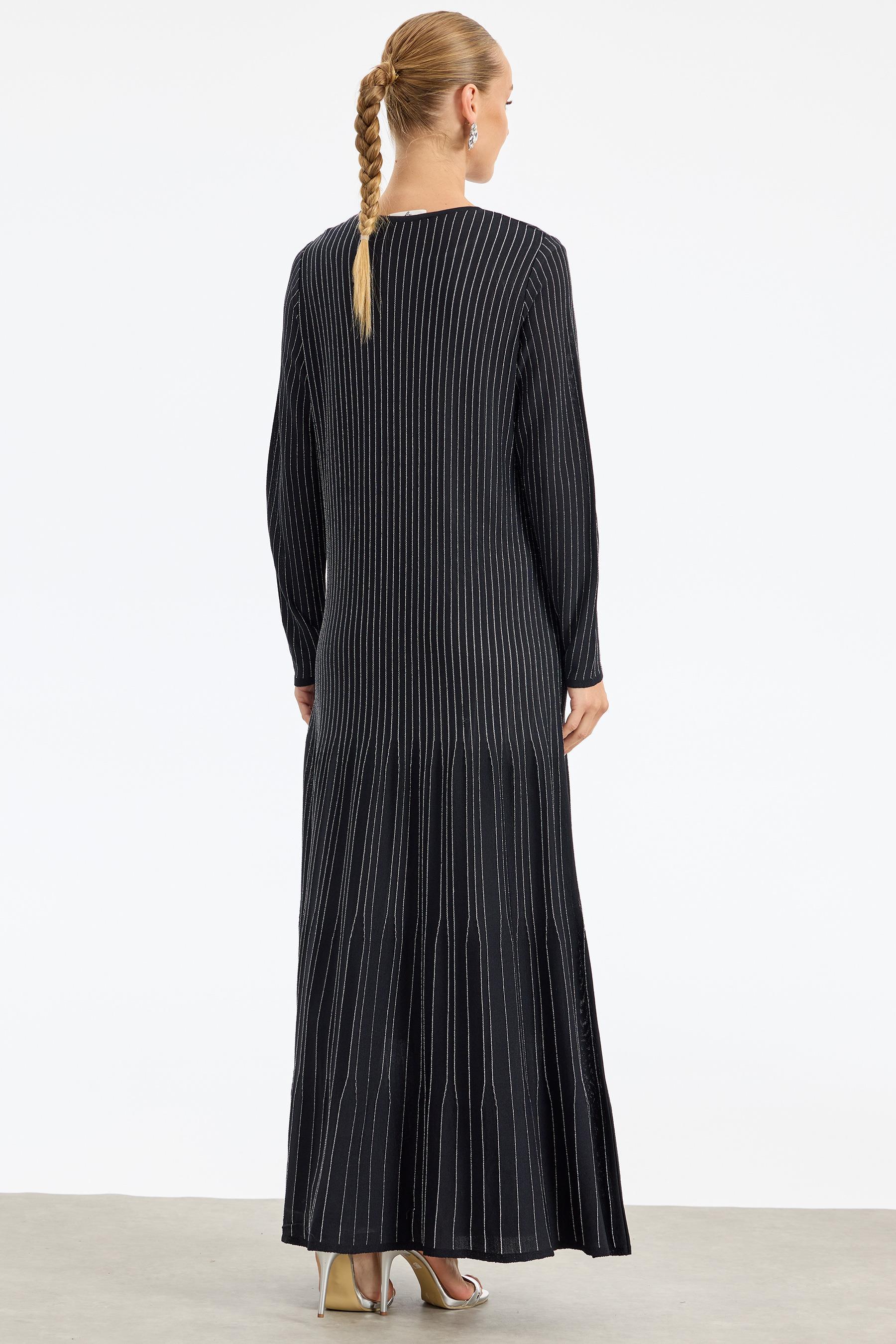 Simli Rayon Elbise SİYAH