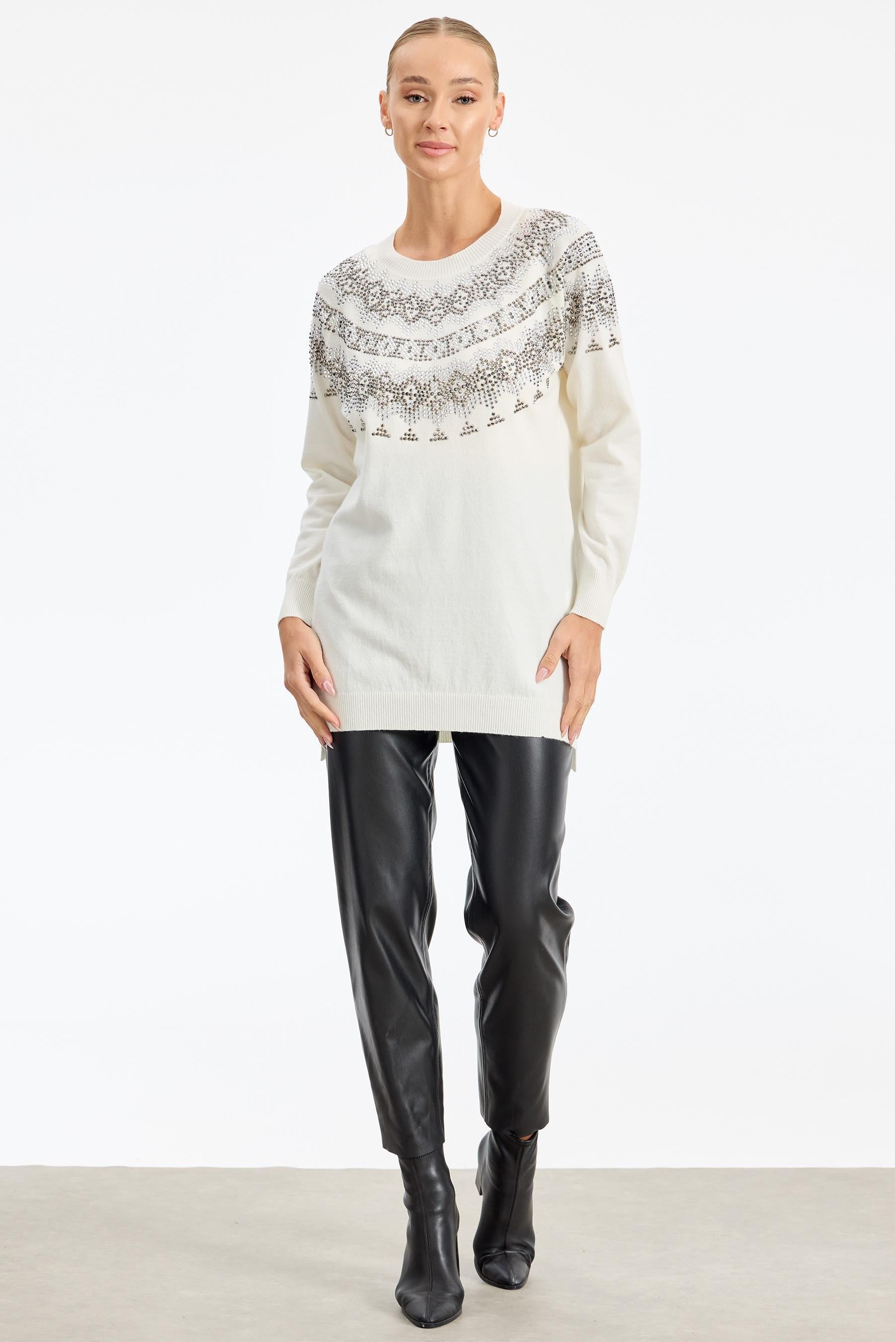 Taş Detaylı Tunik EKRU