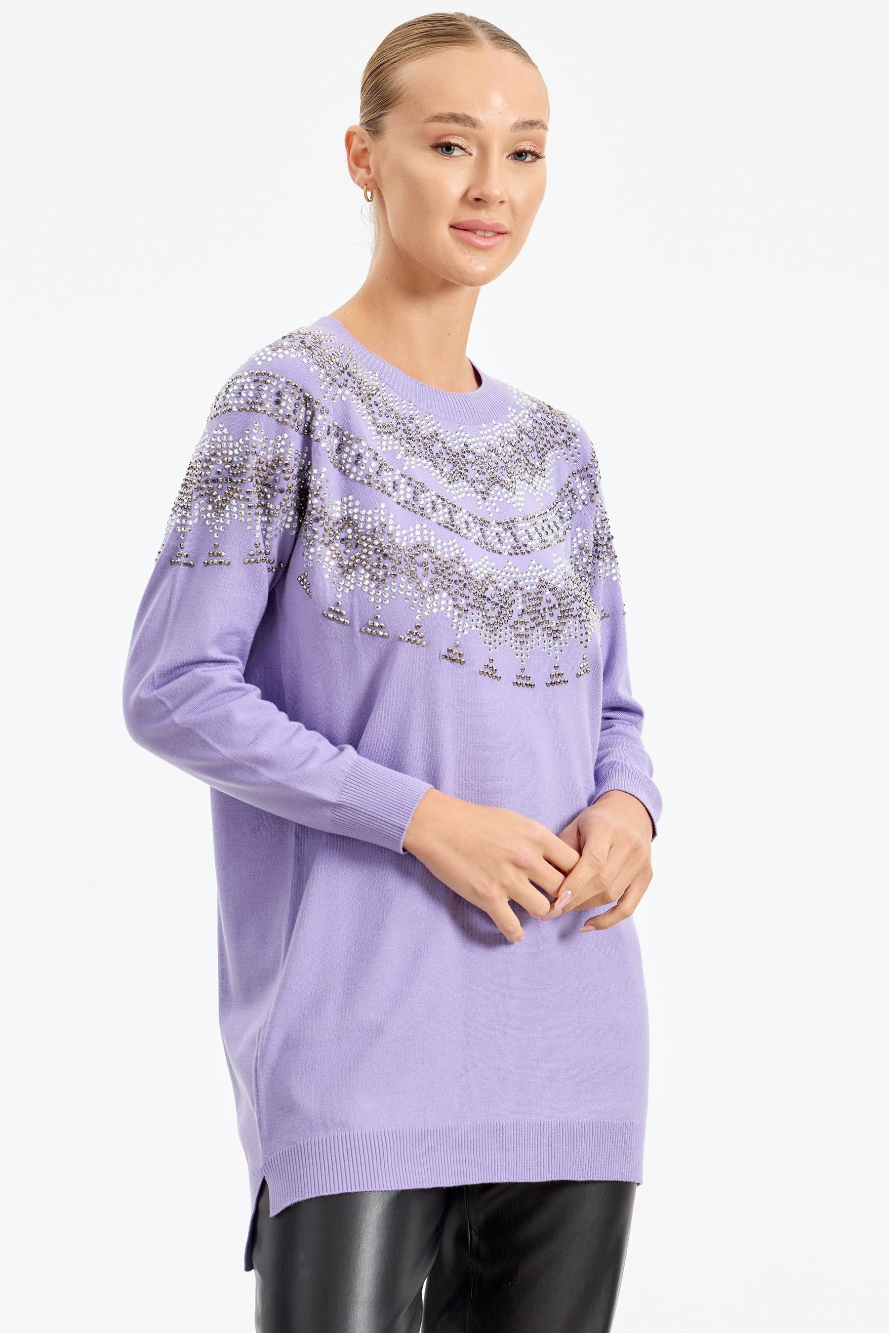 Taş Detaylı Tunik LİLA