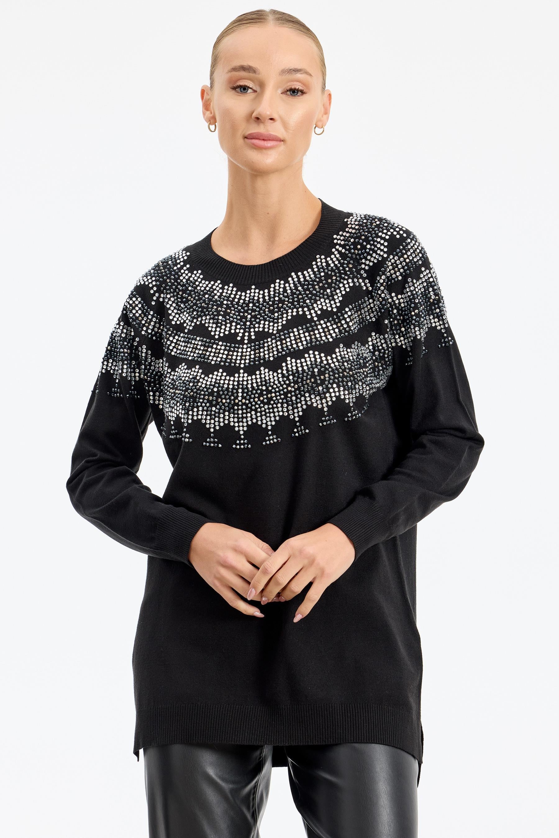 Taş Detaylı Tunik SİYAH