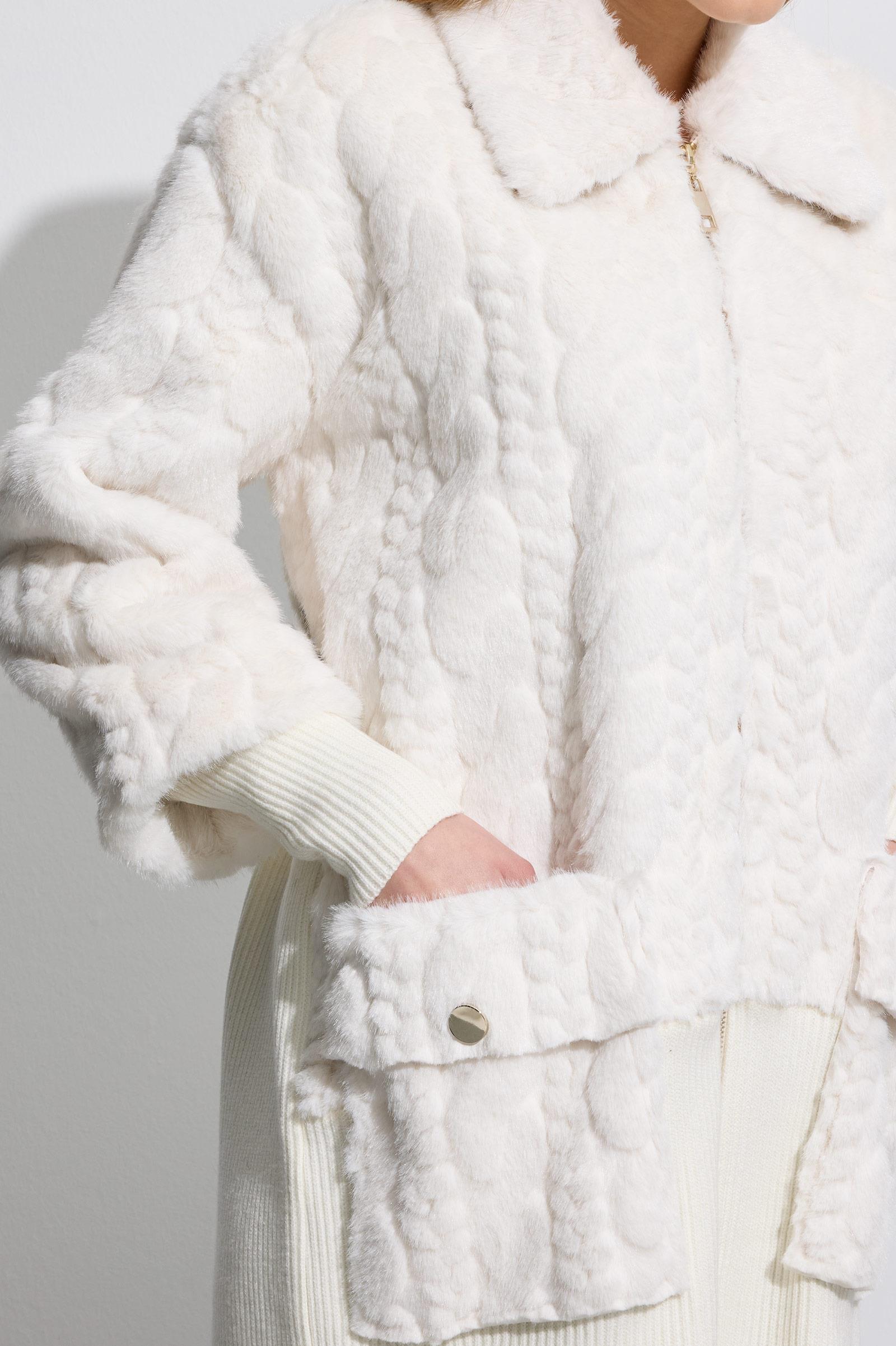 Triko Ve Saç Örgü Kombinli Kaban EKRU