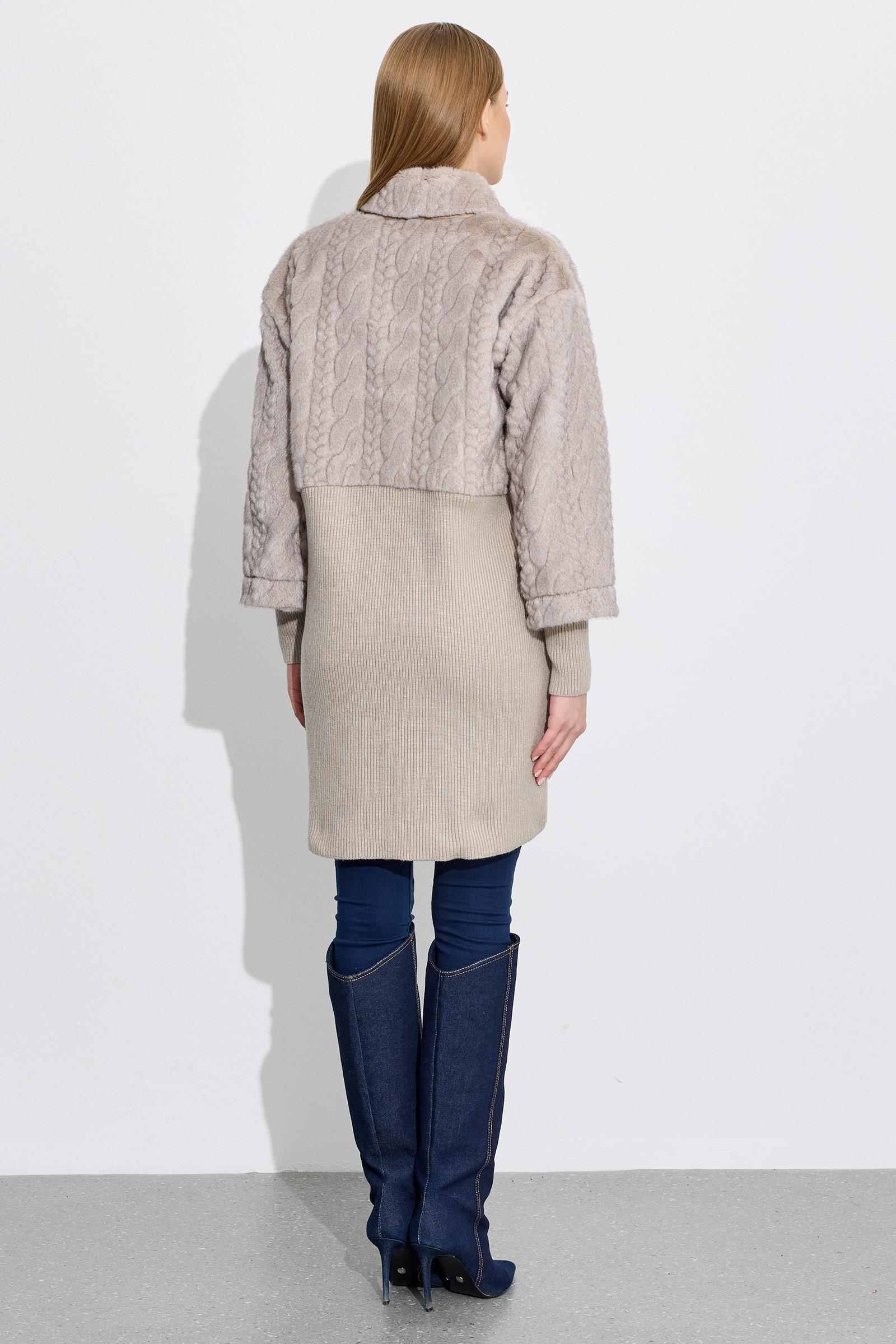 Triko Ve Saç Örgü Kombinli Kaban VİZON