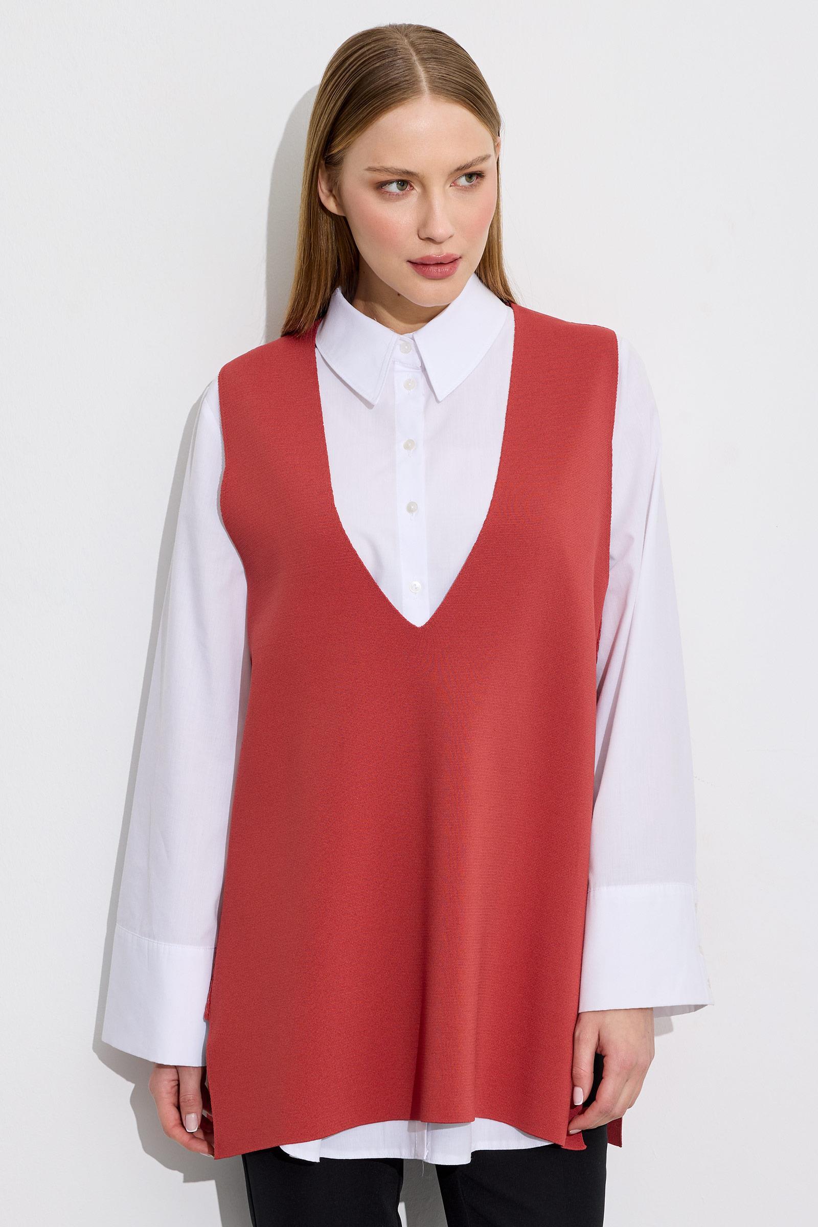 V Yaka Rayon Süveter SOMON