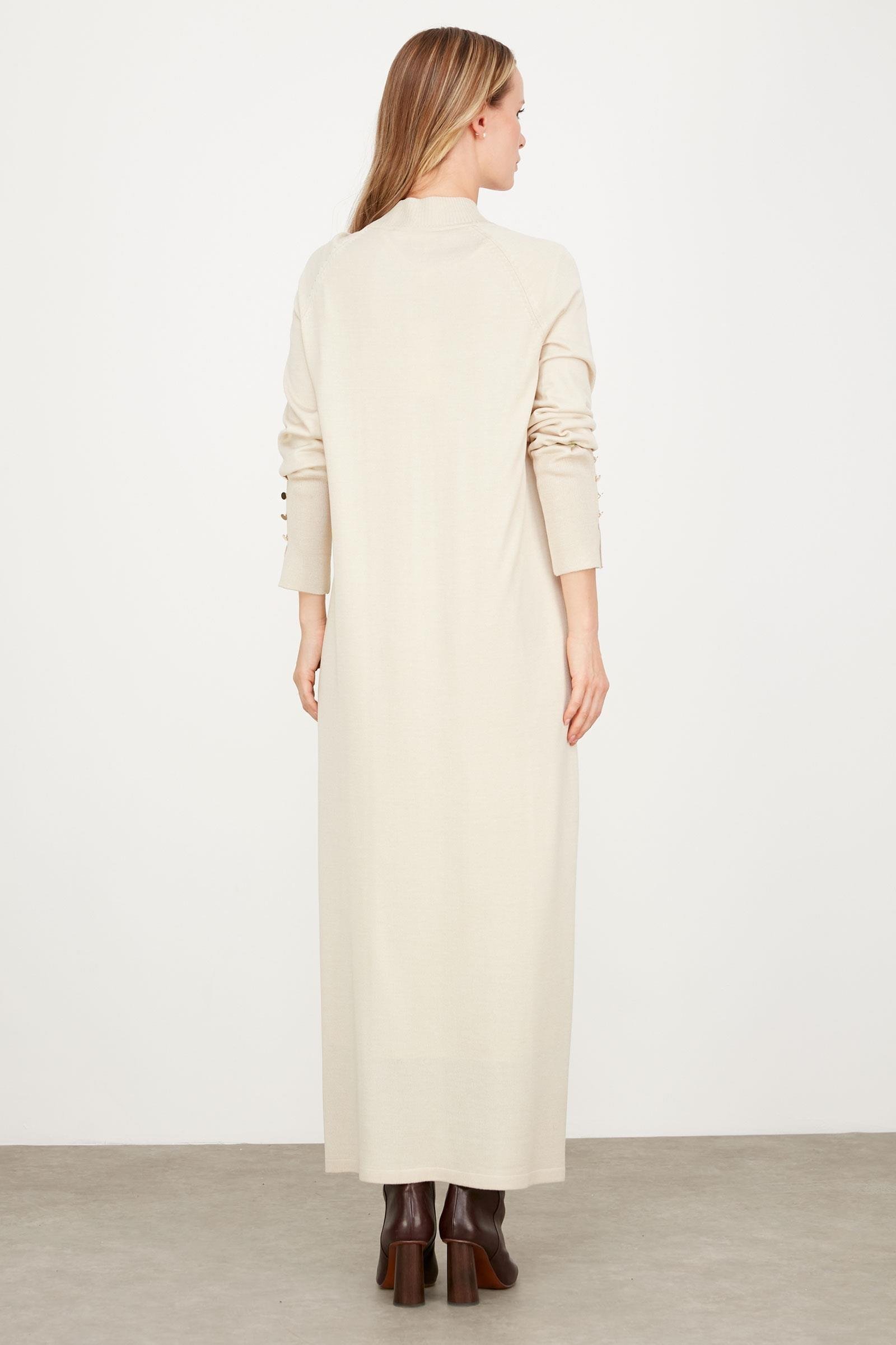 Yarım Balıkçı Basic Triko Elbise BEJ