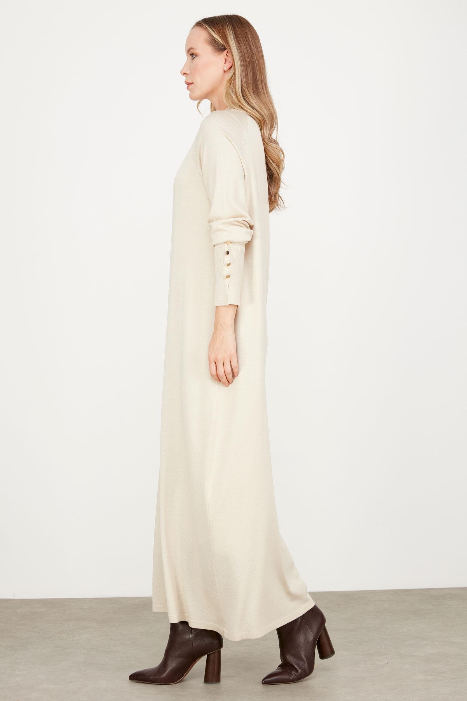 Yarım Balıkçı Basic Triko Elbise BEJ