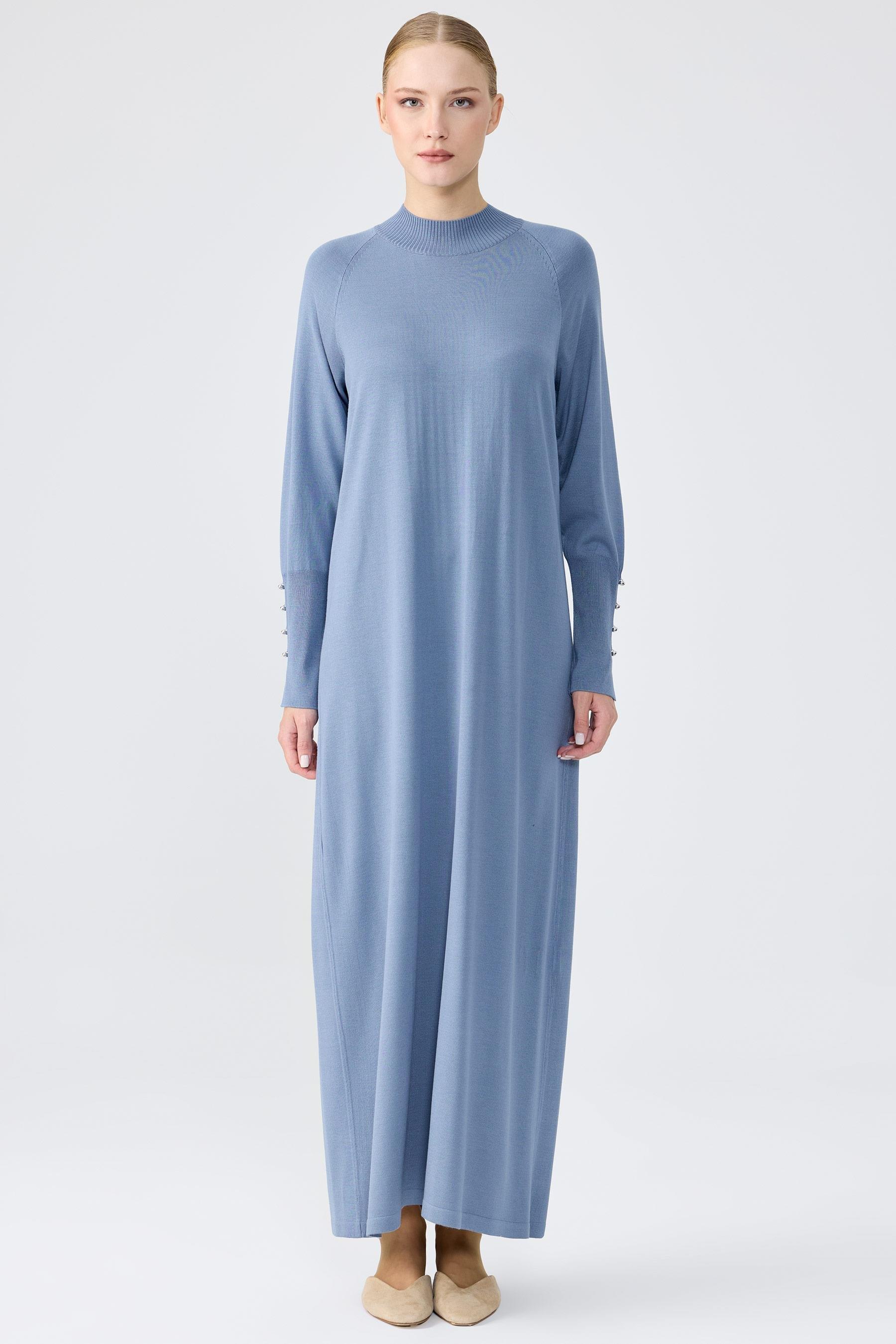 Yarım Balıkçı Basic Triko Elbise C.BLUE