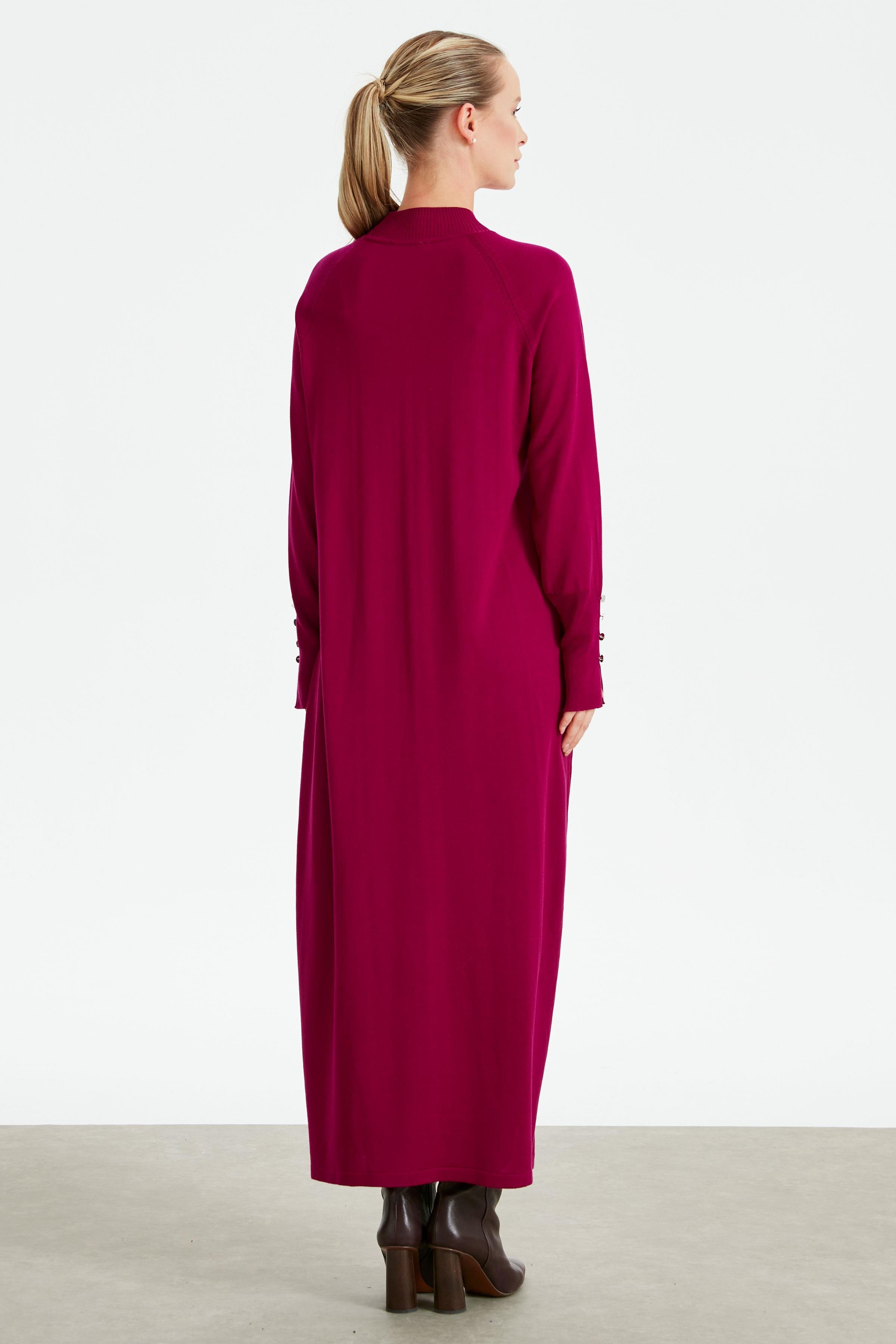 Yarım Balıkçı Basic Triko Elbise FUŞYA