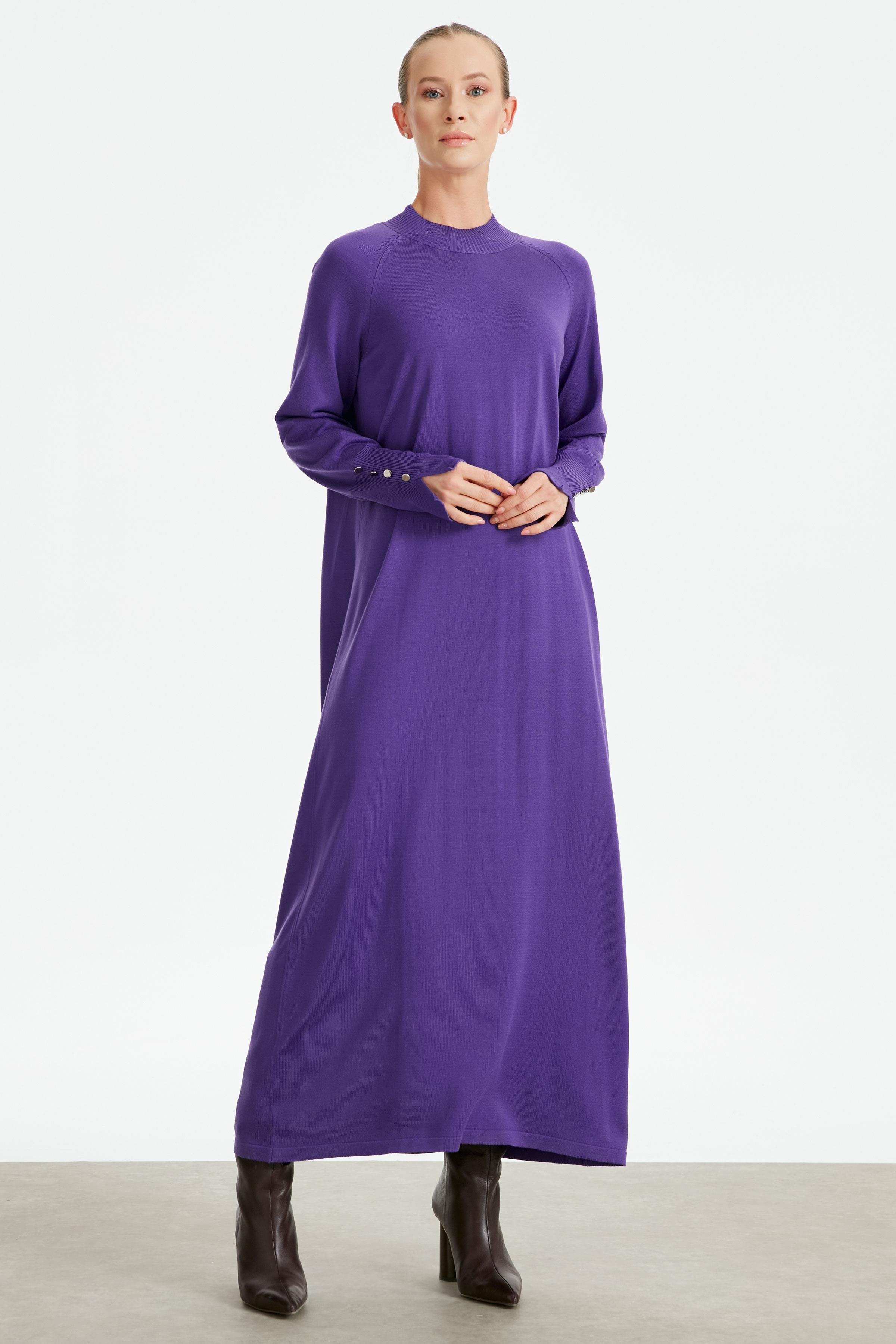 Yarım Balıkçı Basic Triko Elbise MOR