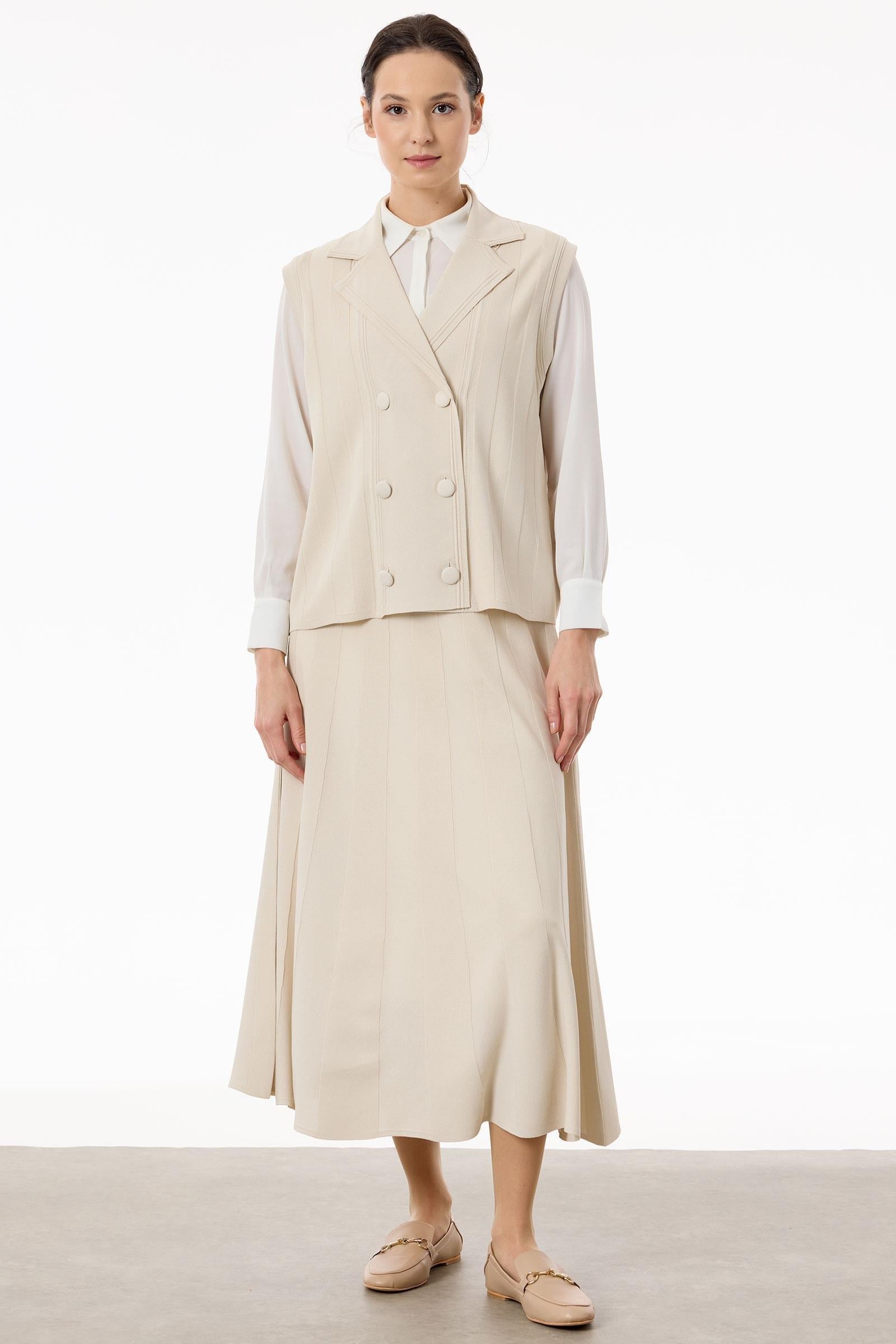 Yelekli Etekli Rayon Takım BEJ