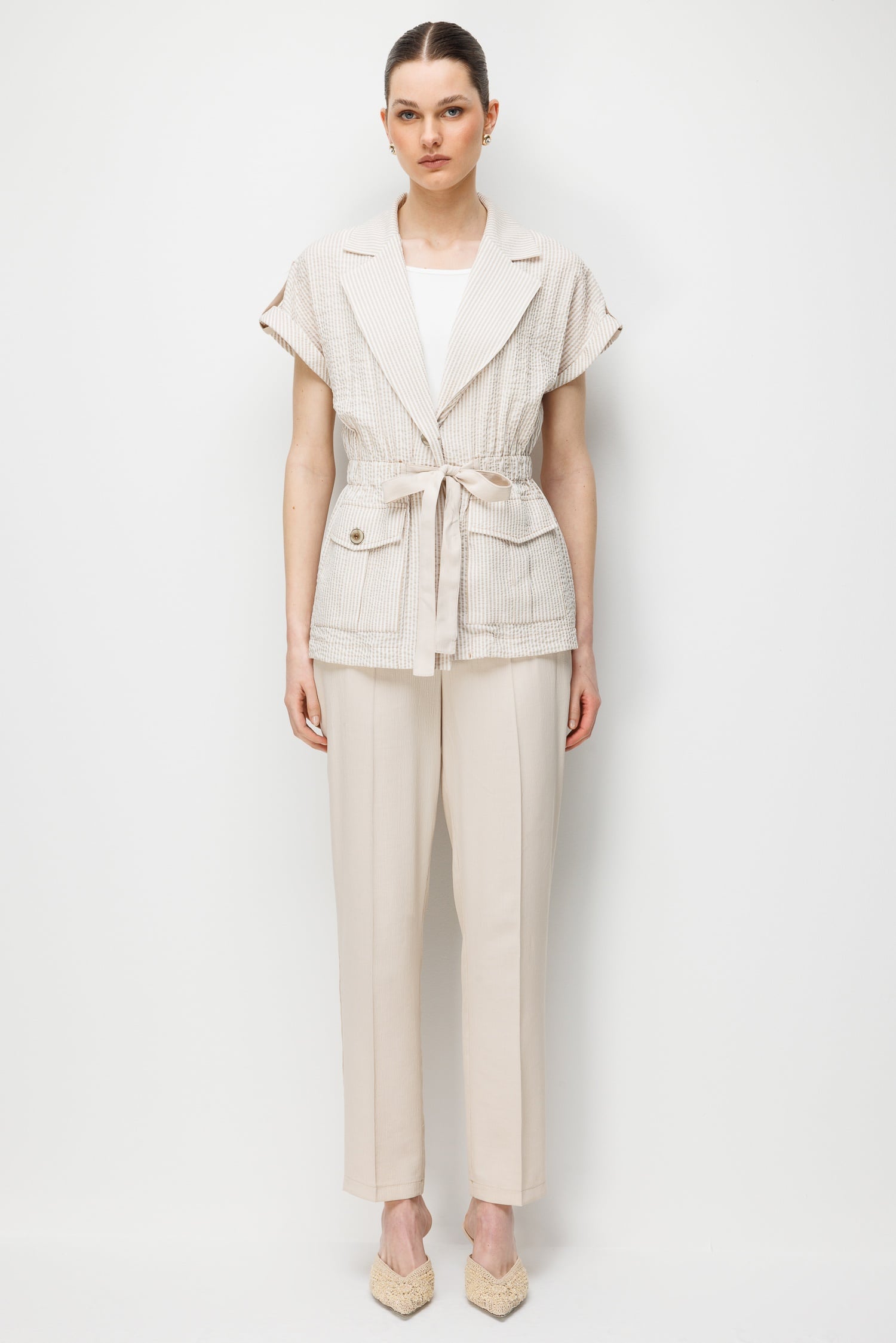 Modailgi Apoletli Duble Kol Beli Büzgülü Torba Cep İkili Takım - 40094