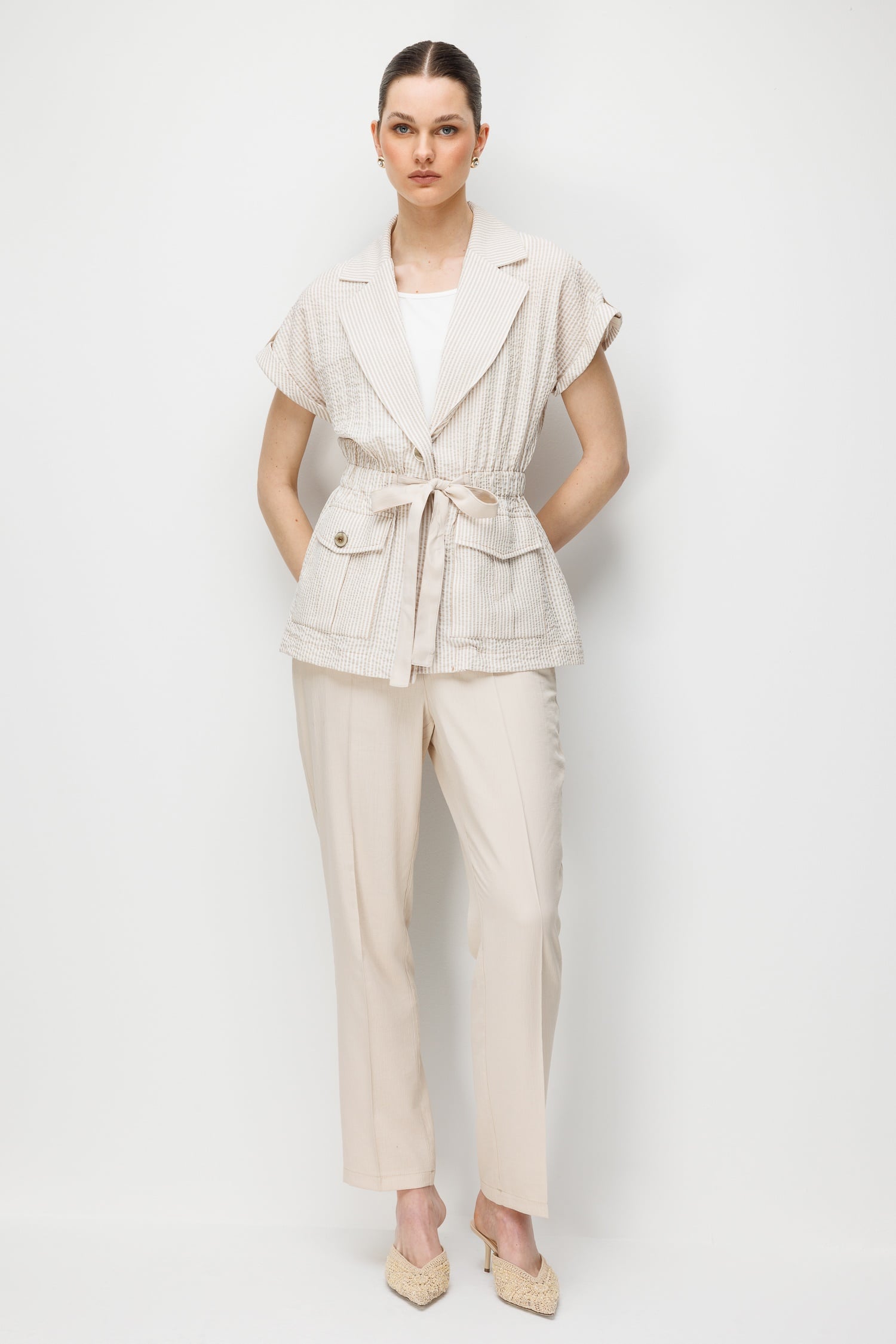 Modailgi Apoletli Duble Kol Beli Büzgülü Torba Cep İkili Takım - 40094