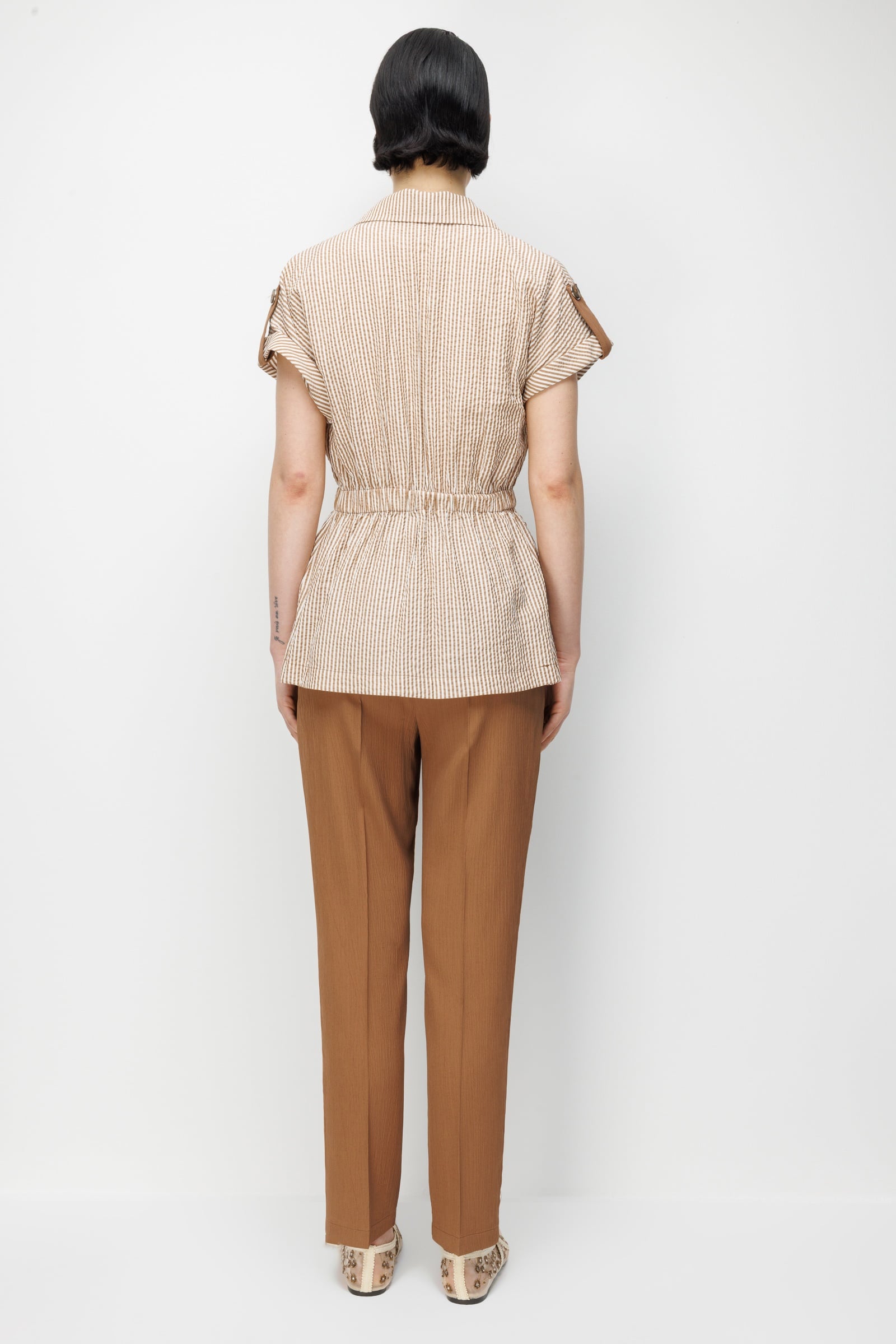 Modailgi Apoletli Duble Kol Beli Büzgülü Torba Cep İkili Takım - 40094