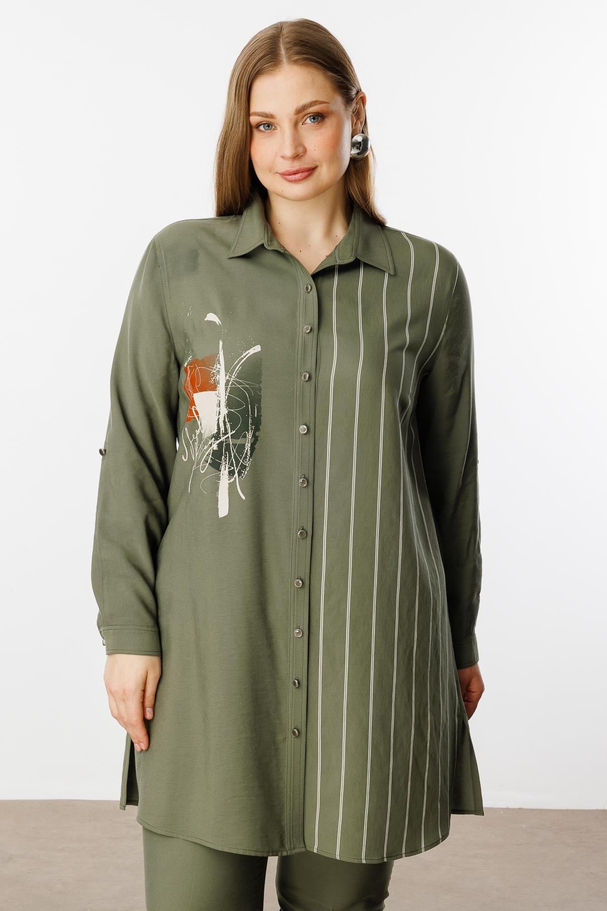 Modailgi  Baskılı Tunik Haki