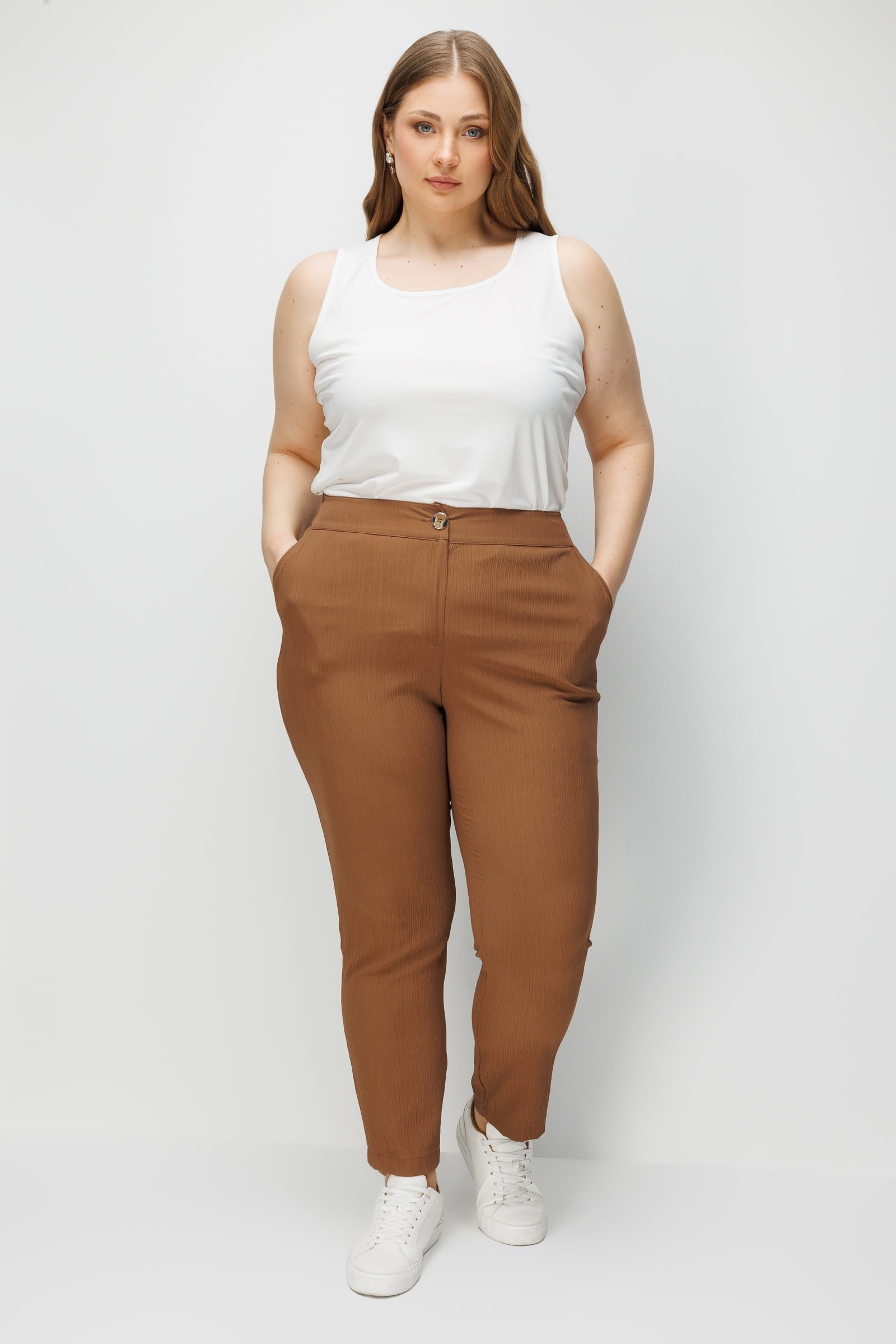 Modailgi  Bel Arkası Lastikli Pantolon - 50118 Kahve