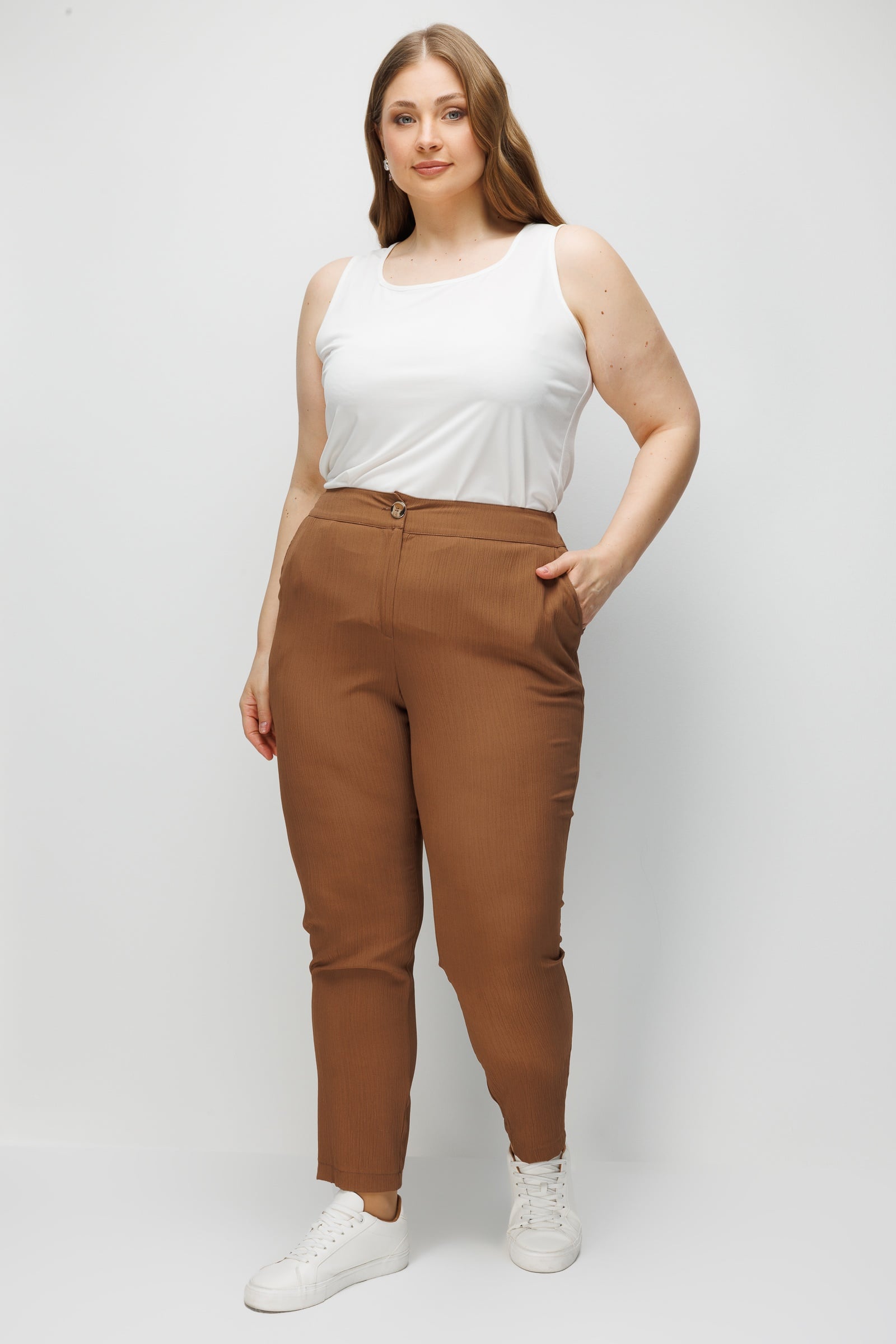 Modailgi  Bel Arkası Lastikli Pantolon - 50118 Kahve