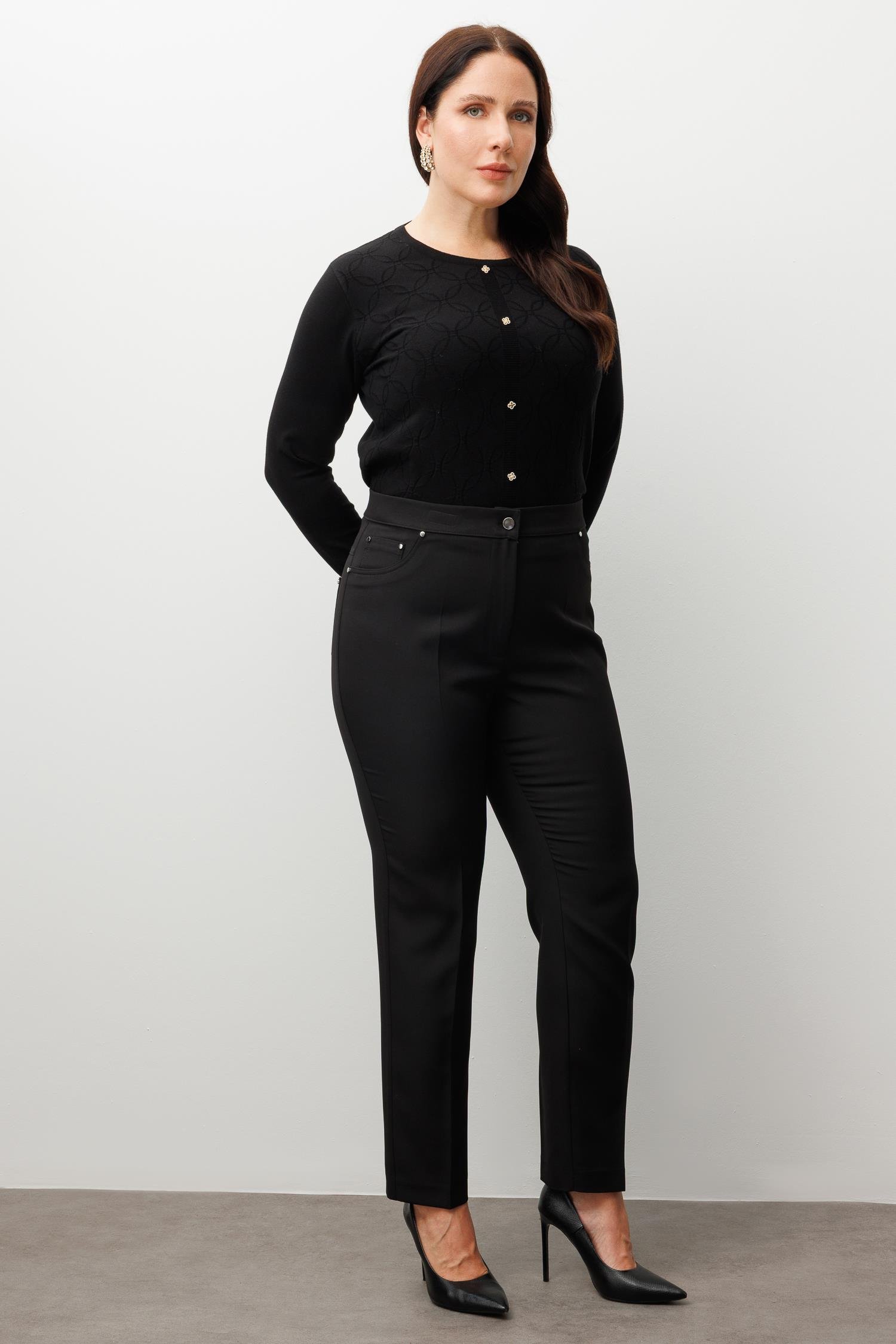 Modailgi  Beli Lastikli Beş Cep Dar Paça Pantolon Siyah