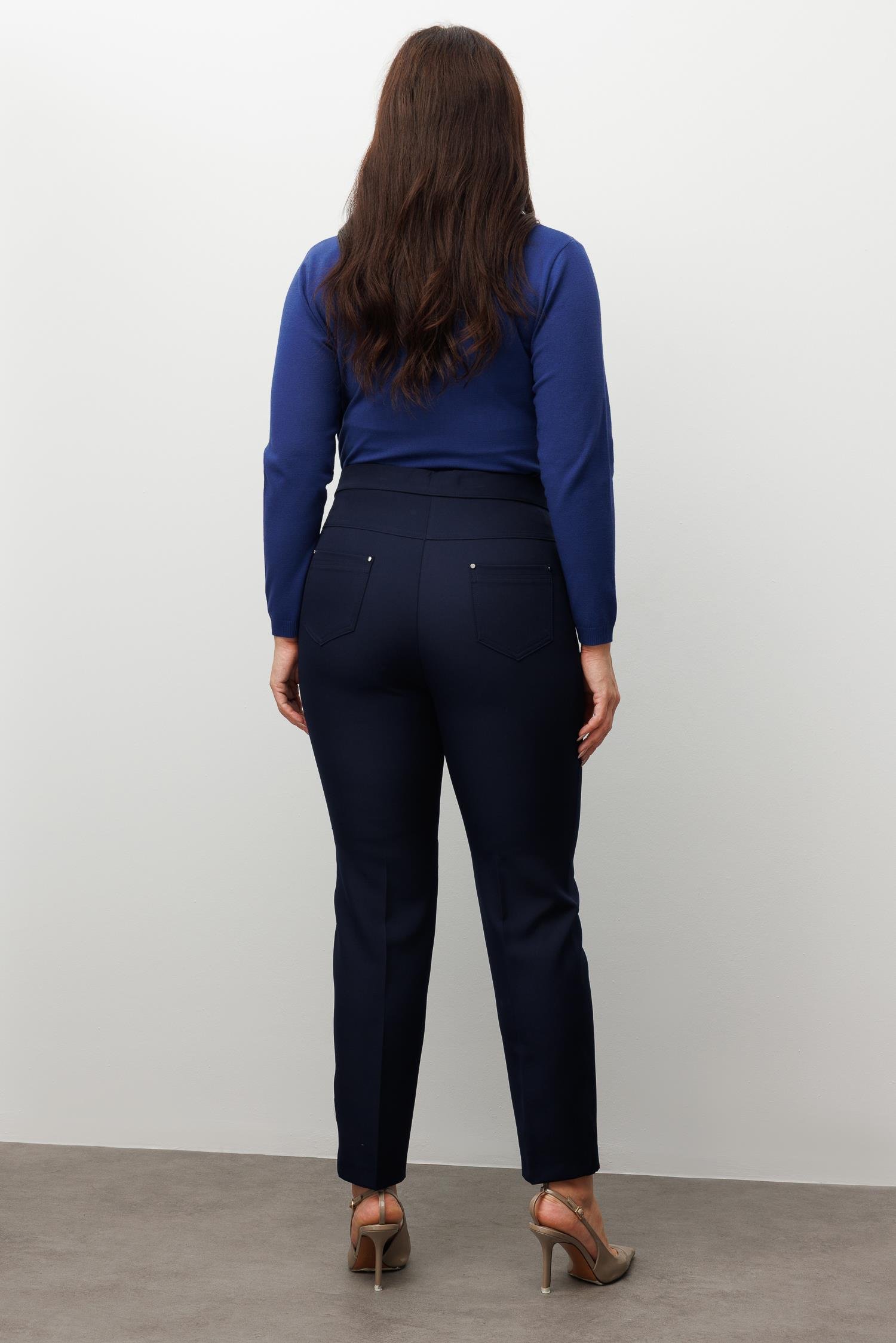 Modailgi  Beli Lastikli Beş Cep Dar Paça Pantolon Lacivert