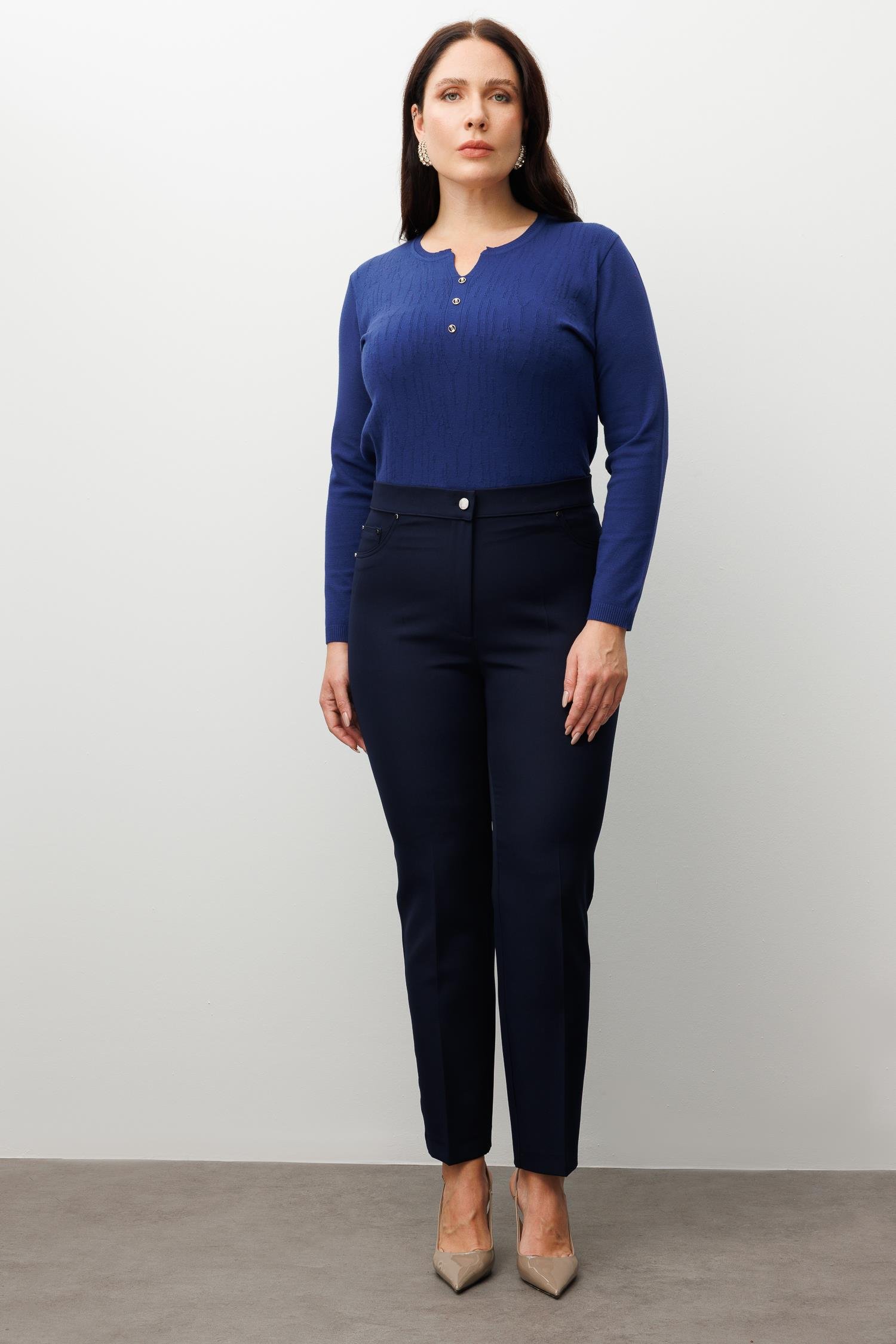 Modailgi  Beli Lastikli Beş Cep Dar Paça Pantolon Lacivert