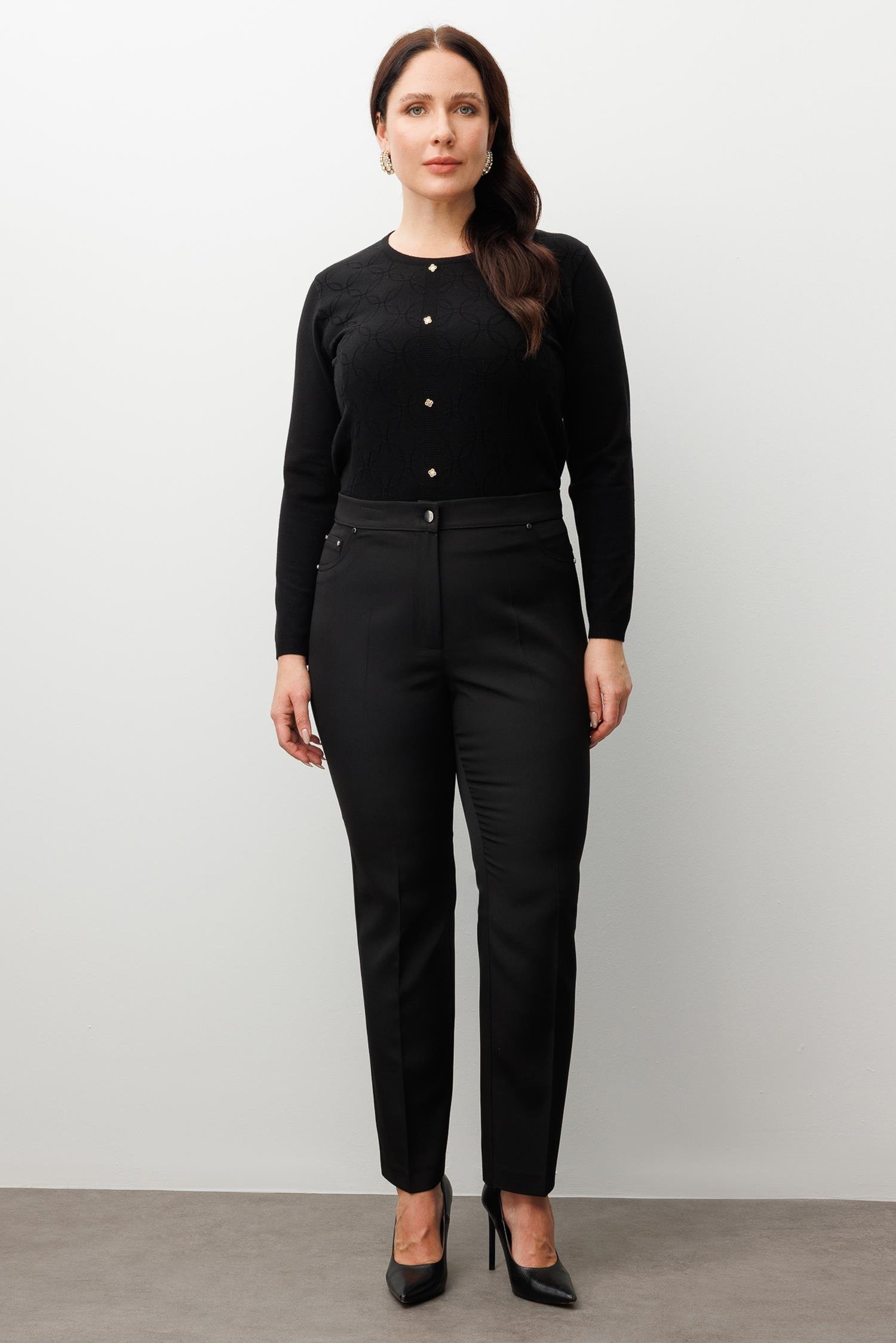 Modailgi  Beli Lastikli Beş Cep Dar Paça Pantolon Siyah