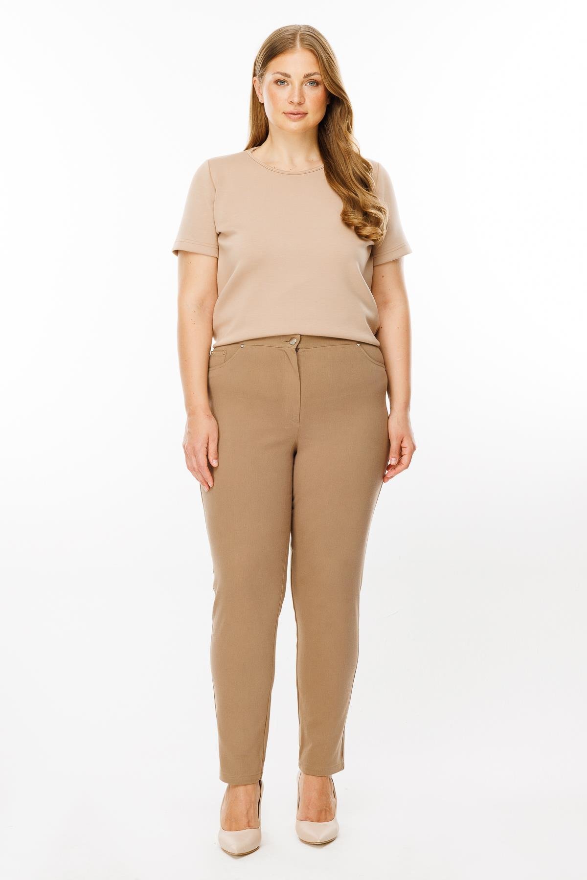 Modailgi  Beli Lastikli Beş Cep Kanvas Pantolon Camel