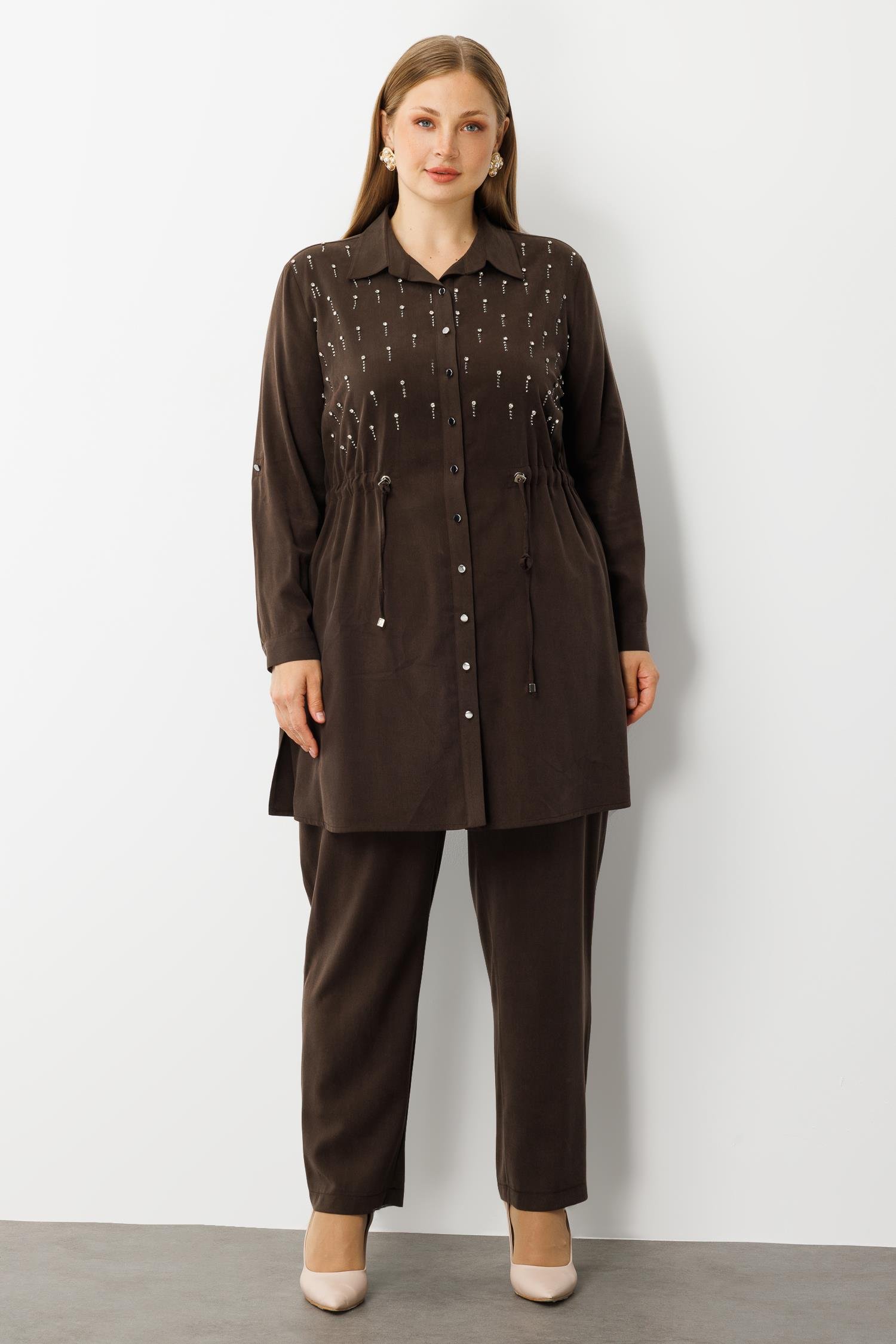 Modailgi  Beli Lastikli Rahat Kesim Pantolon - 40300,40301,40302 Kahve