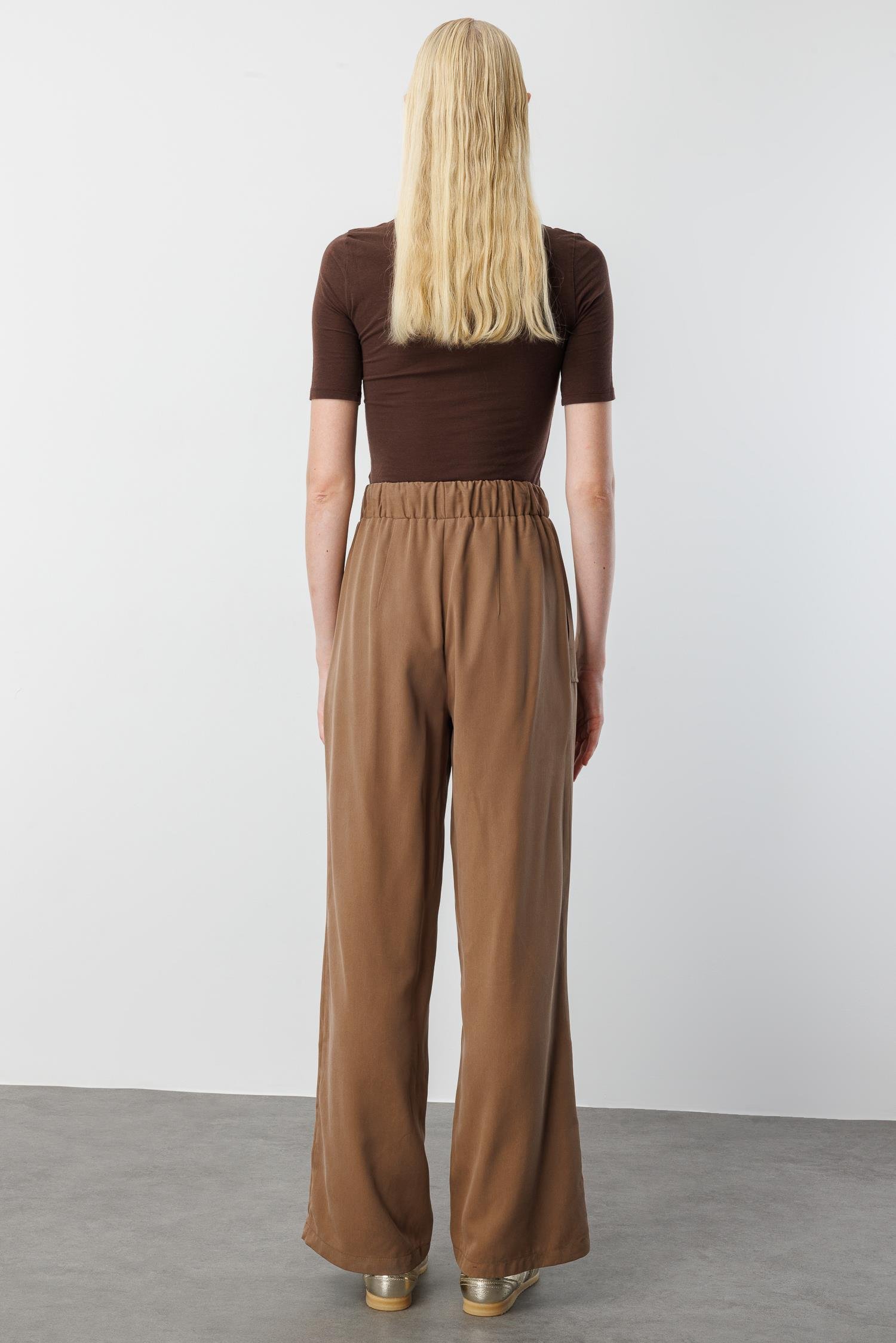 Modailgi  Beli Lastikli Tünel Bağcık Detaylı Torba Cepli Pantolon - 15042 Vizon