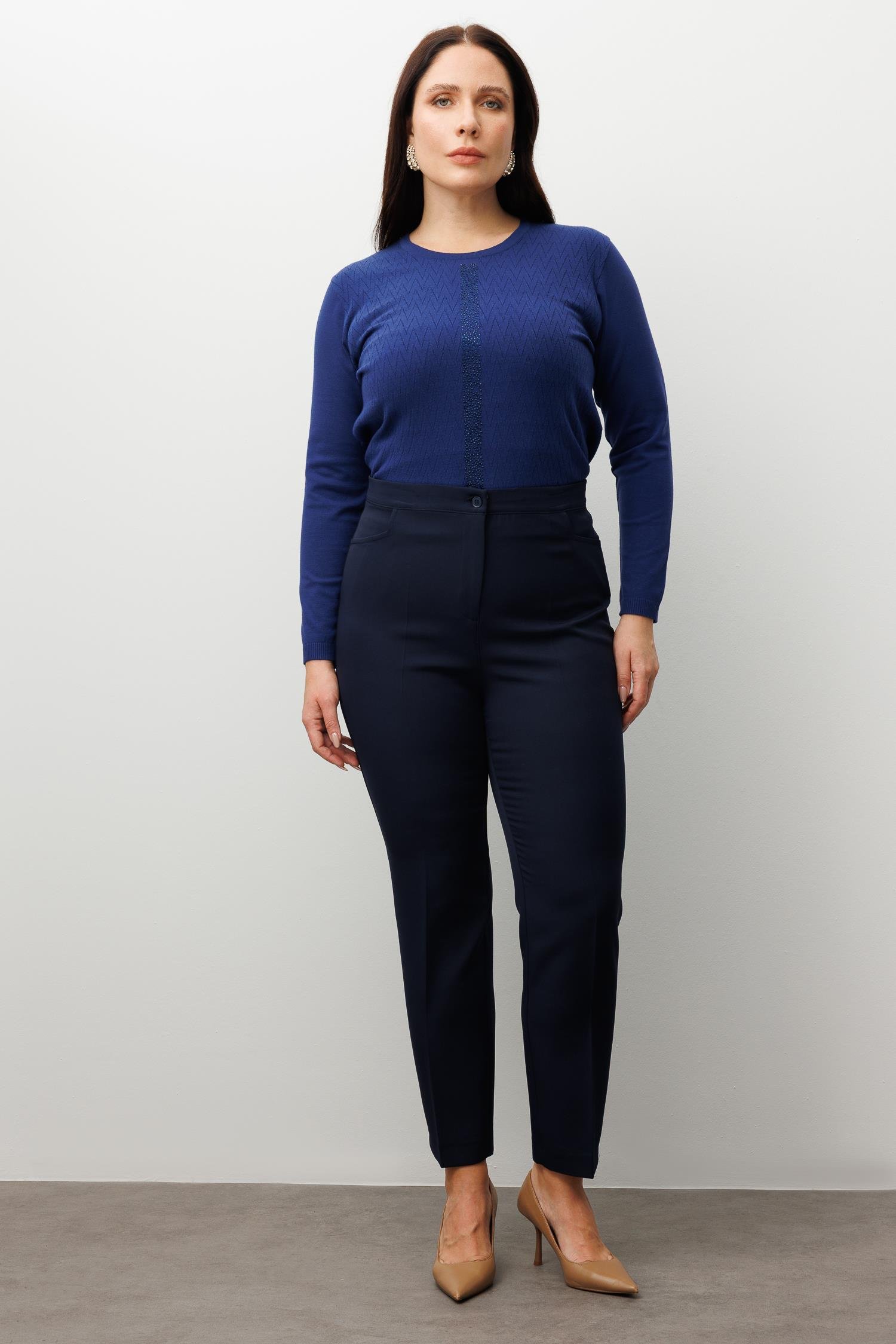 Modailgi  Beli Lastikli Yan Cep Pantolon Lacivert